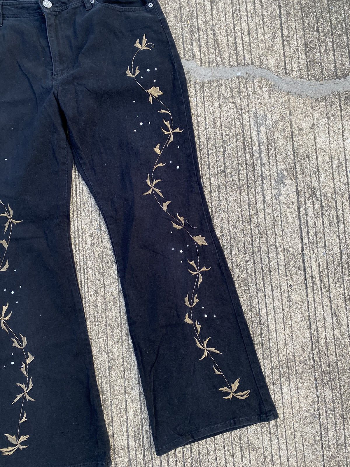 Japanese Brand × Vintage JOHN JELLO Flared Flower Black Pants Size US 32 / EU 48 - 5 Thumbnail