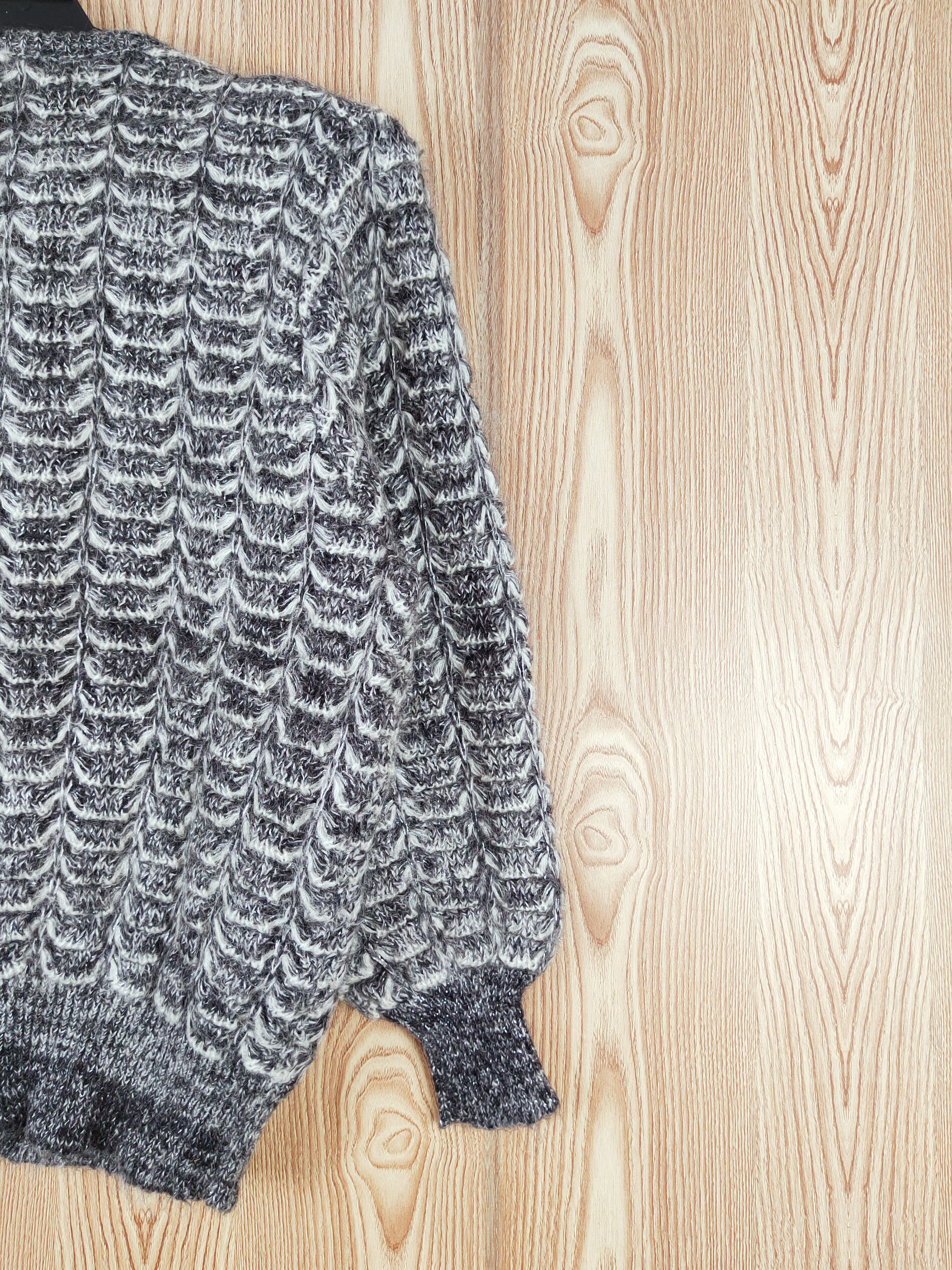 Japanese Brand Love Modocc Black White Knitwear Cardigan #W747 Size M / US 6-8 / IT 42-44 - 9 Thumbnail