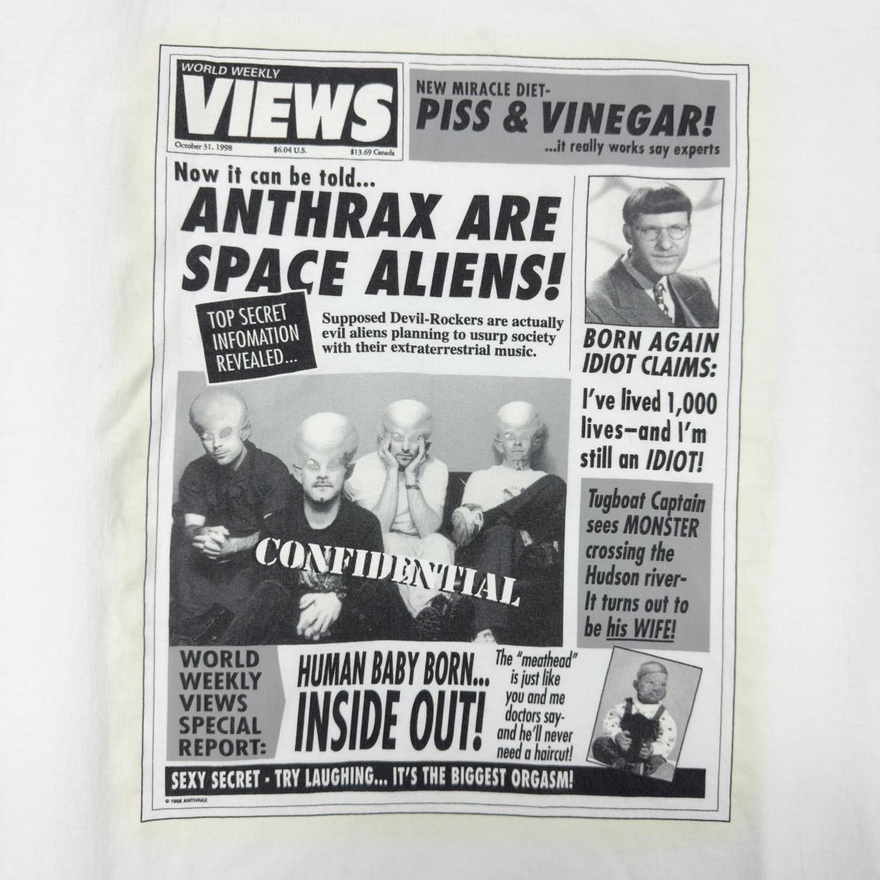 Hanes Rare 2001 "Anthrax Space Aliens" Tee - 100% cotton tees Size US XL / EU 56 / 4 - 2 Thumbnail