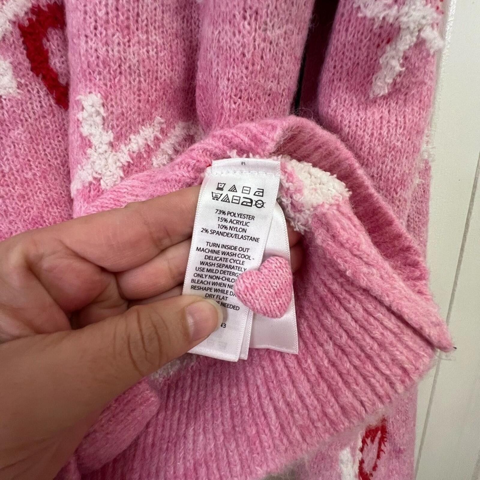 Other Cupcakes‎ and Cashmere M Pink XO Heart Knit Cardigan Sweater Size M / US 6-8 / IT 42-44 - 3 Thumbnail