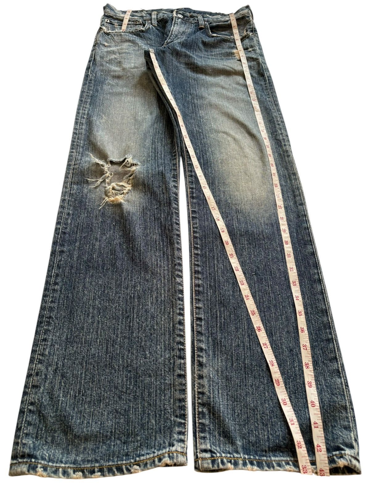 Edwin Vintage Edwin 503 Mud Wash Distressed Ripped Loose Jeans Size US 30 / EU 46 - 13 Thumbnail