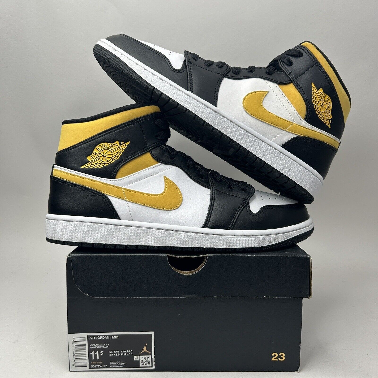 Nike Nike Air Jordan 1 Retro Mid “Pollen/Black University Gold” Size US 11.5 / EU 44-45 - 1 Thumbnail