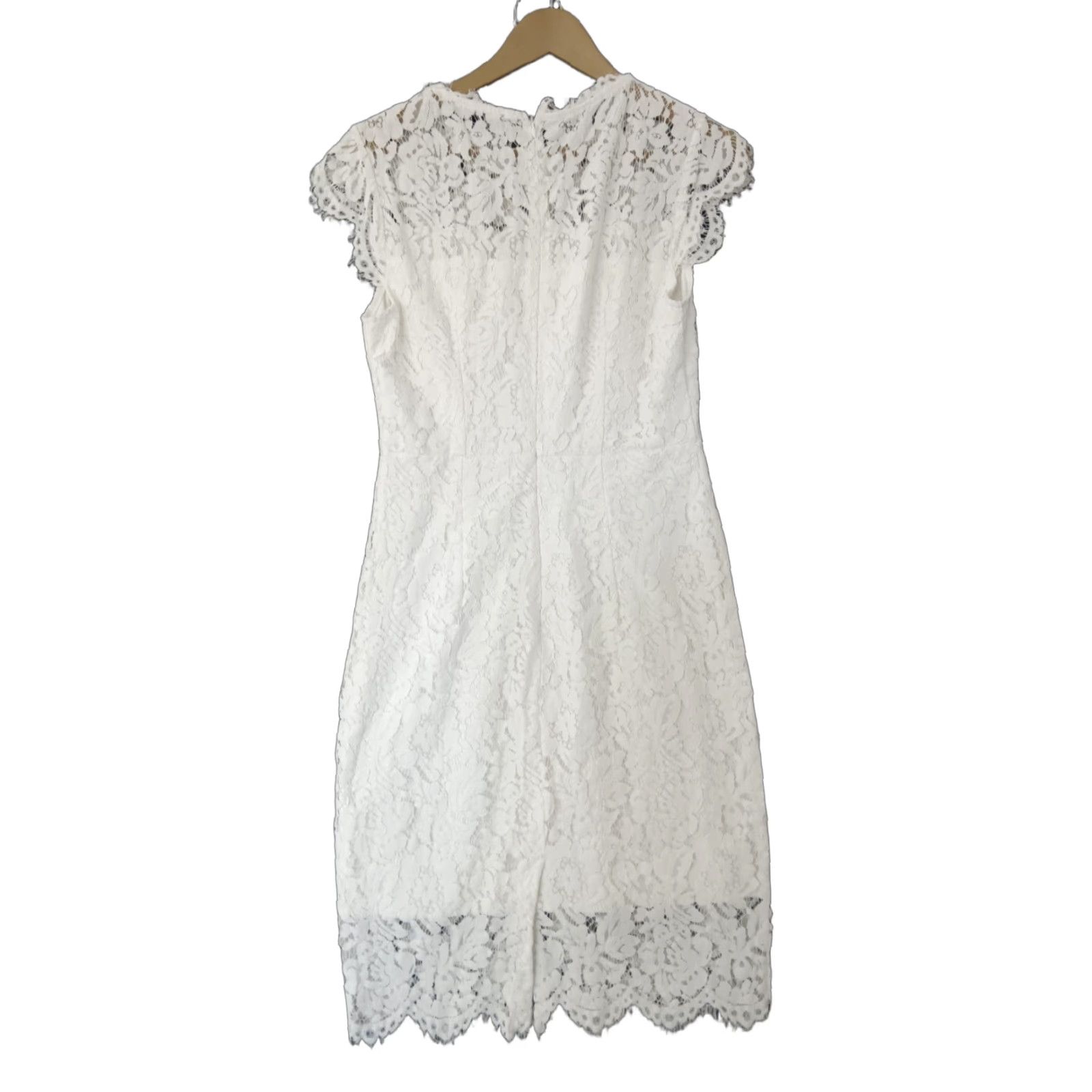 Vintage VINTAGE FASHION Women’s White Lace Sheath Midi Cap Sleeve Floral Lined Dress M - Party/Cocktail Size M / US 6-8 / IT 42-44 - 1 Thumbnail