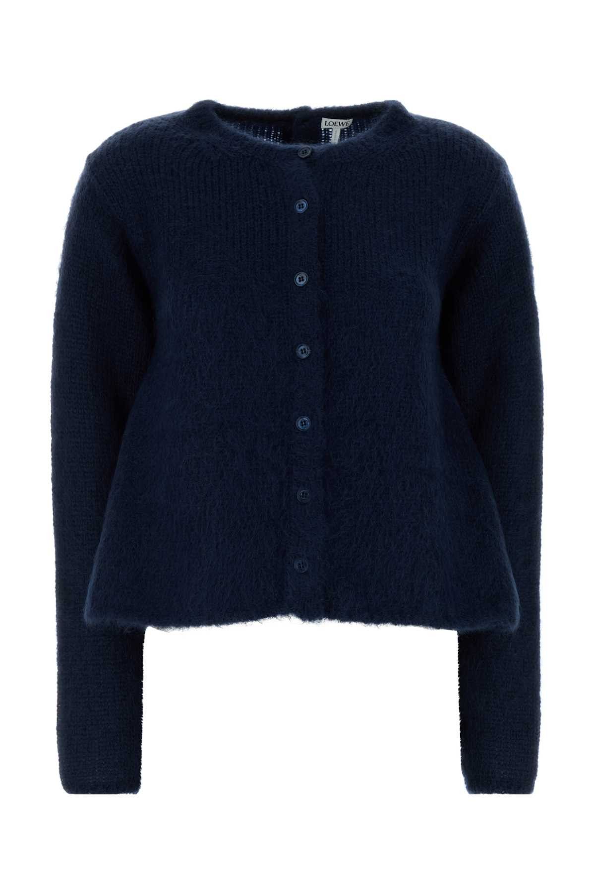 Loewe Navy Blue Stretch Mohair Blend Cardigan Size M / US 6-8 / IT 42-44 - 1 Thumbnail
