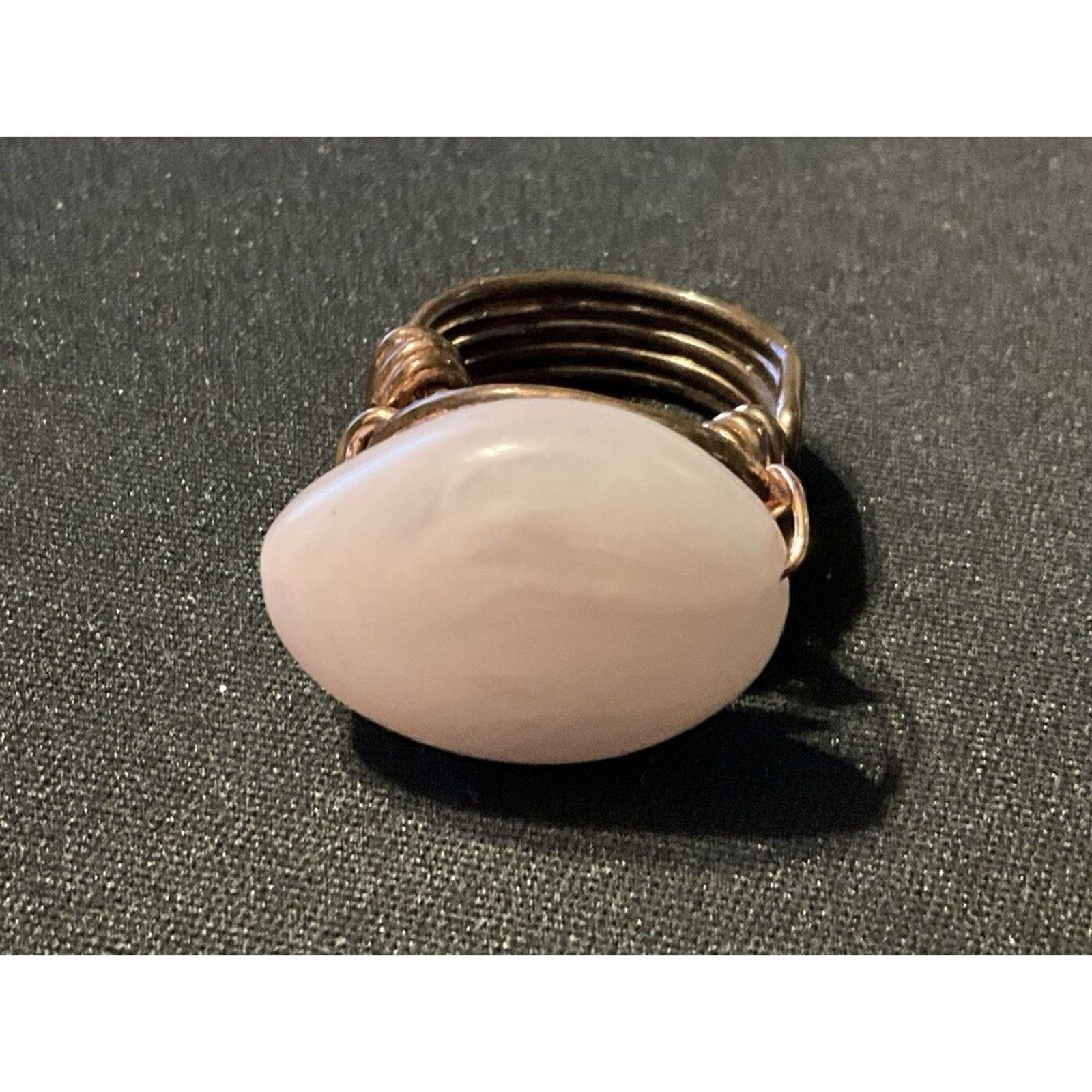 Other Rose Quartz Cabochon Copper Artizan Made Huge Stone Size 6.5 Size ONE SIZE - 1 Thumbnail