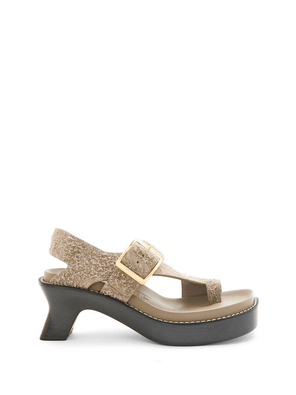 image of Loewe Ease Heel Shoes Sandals In Brushed Suede in Beige, Women's (Size 7)