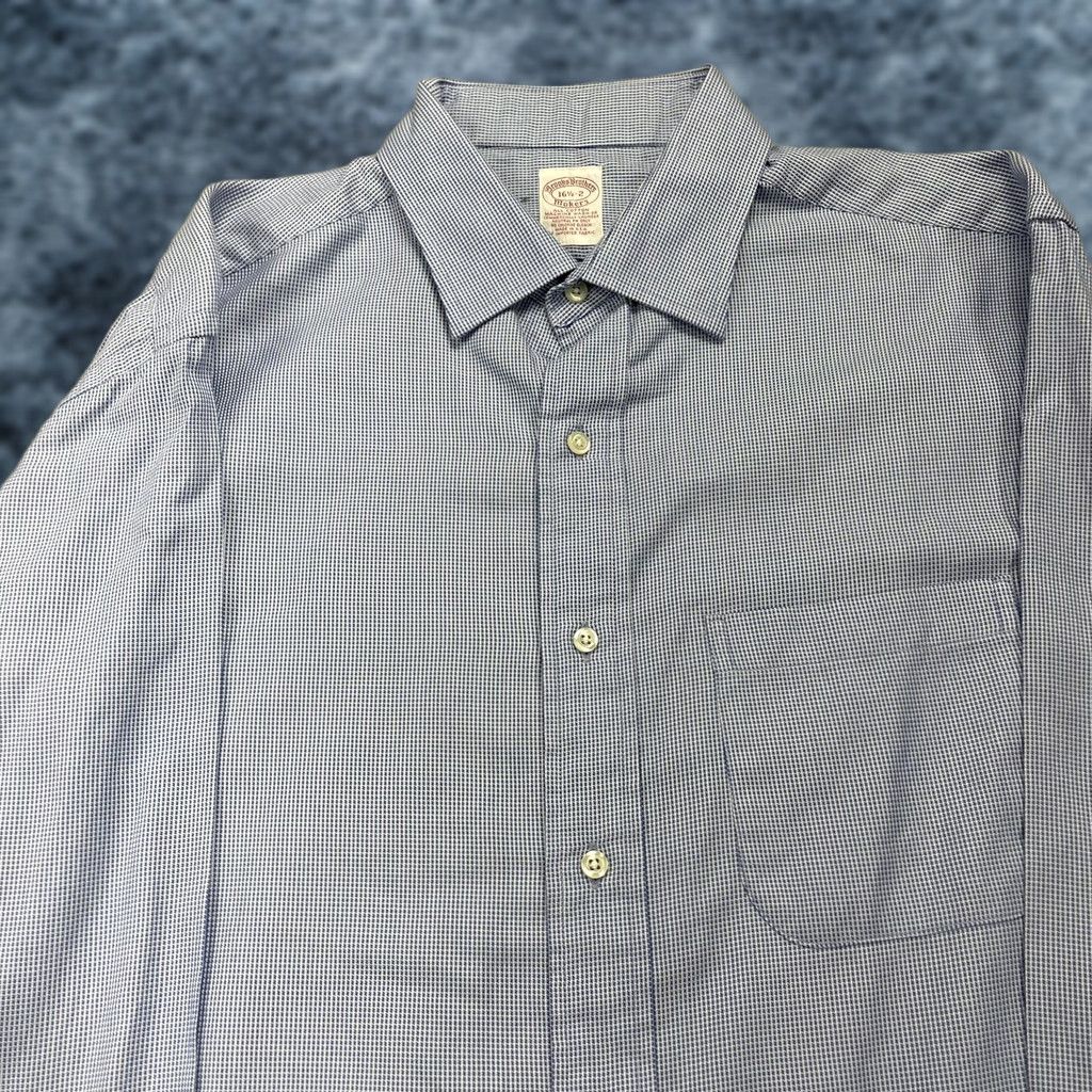 Brooks Brothers VINTAGE Brooks Brothers Dress Shirt Mens 16.5 Blue Check Classic Made USA Makers Shirt Size 46R - 1 Thumbnail