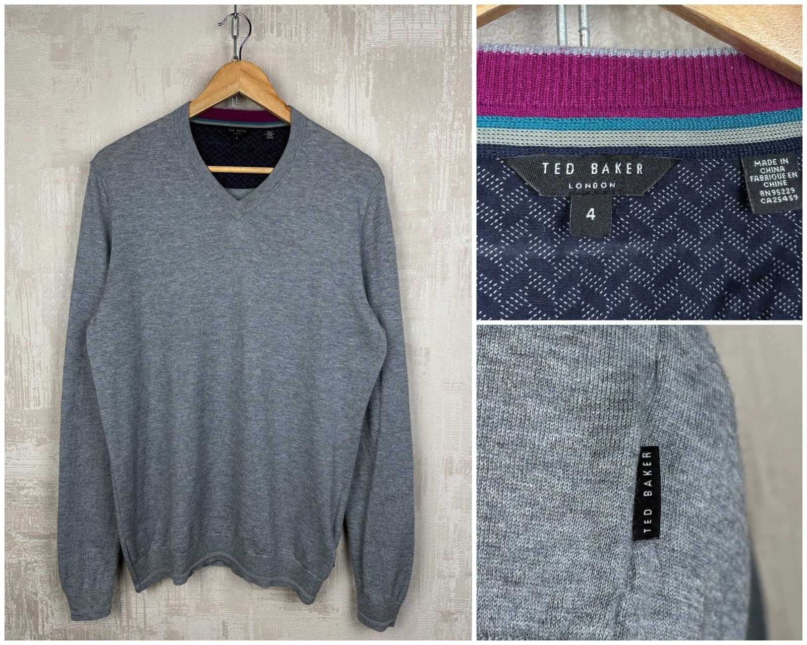 Ted Baker Ted Baker V-Neck Sweater Wool Blend Men's Size 4 Fits Like L Size US L / EU 52-54 / 3 - 1 Thumbnail