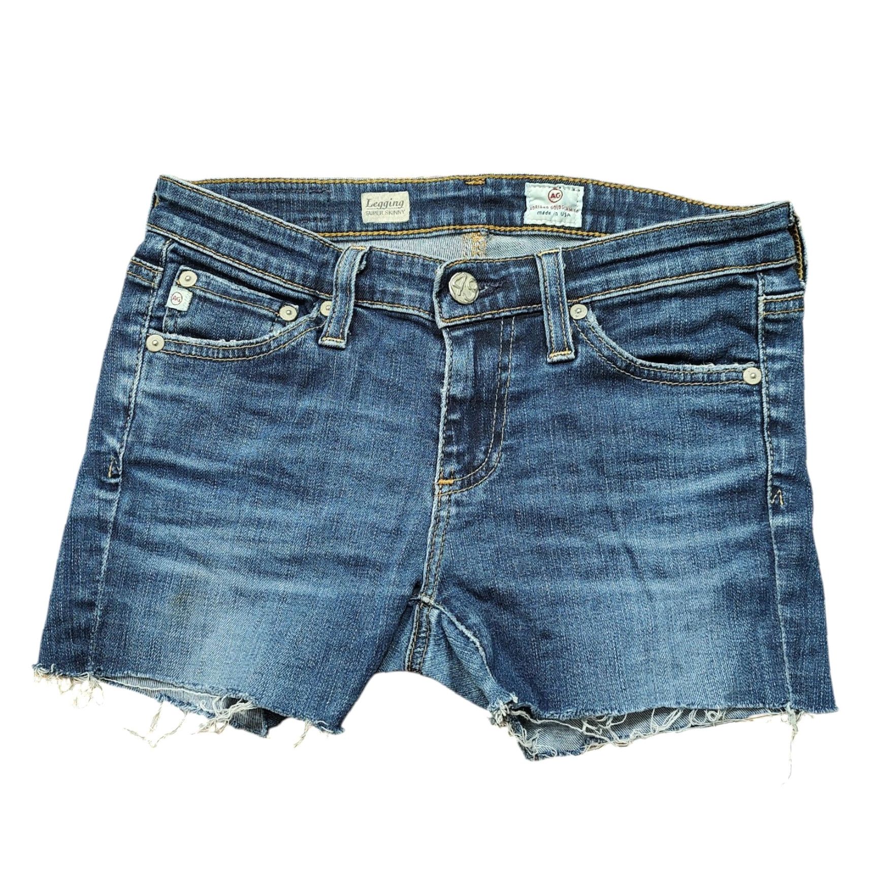 Denime AG Adriano Goldschmied Womens 25 Denim Cut Off Shorts Raw Hem Denim Streetwear 5-Pocket Regular Rise 7 in Blue Size 42" / US 20 - 2 Thumbnail
