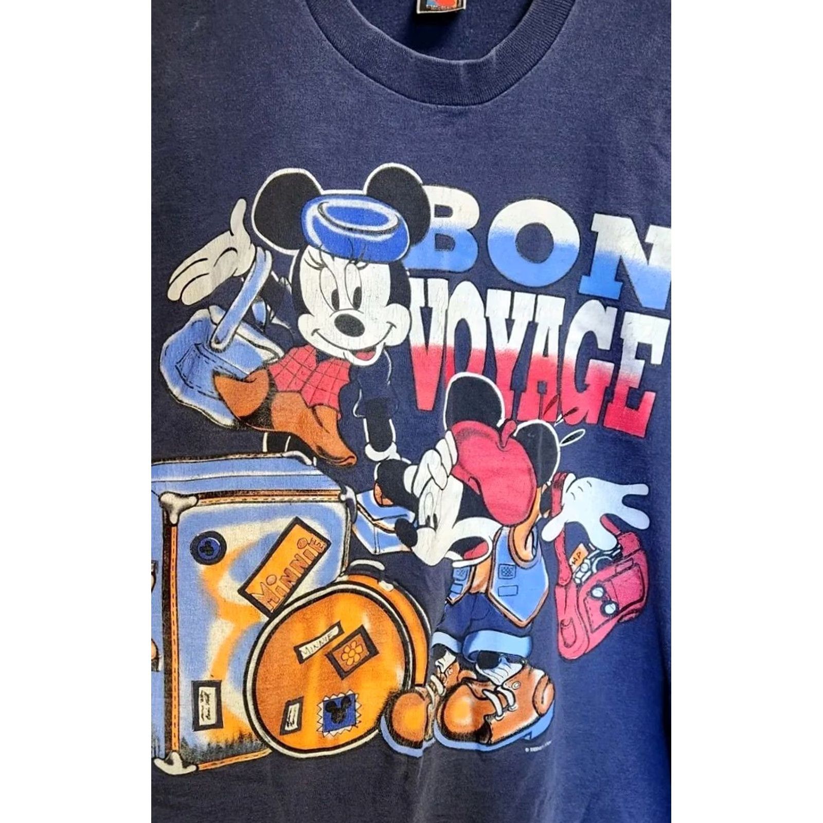 Mickey Unlimited VINTAGE Mickey Unlimited T-Shirt Bon Voyage Men's One Size Disney Unlimited Cartoon 90s VTintage USA made Size US L / EU 52-54 / 3 - 5 Thumbnail