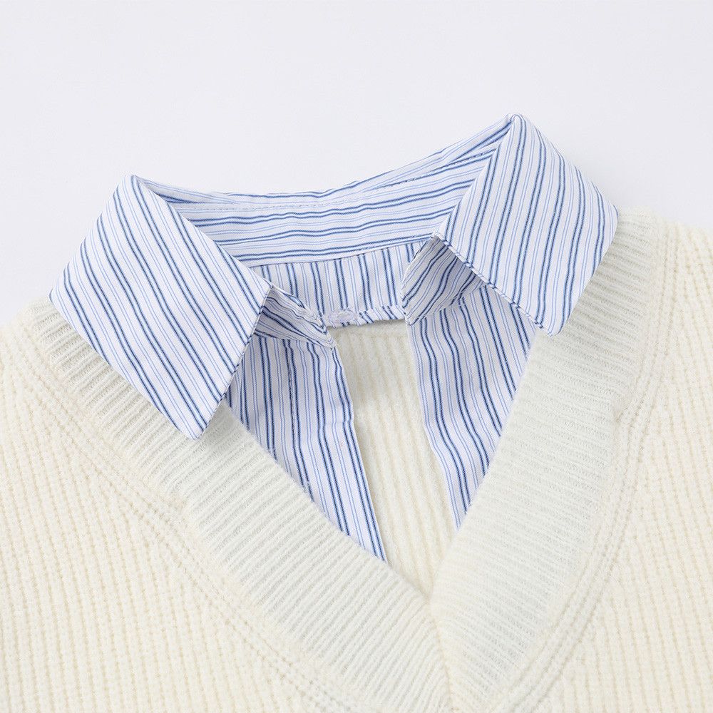 Vintage Men's loose striped POLO collar fake two-piece sweater Size US M / EU 48-50 / 2 - 3 Thumbnail