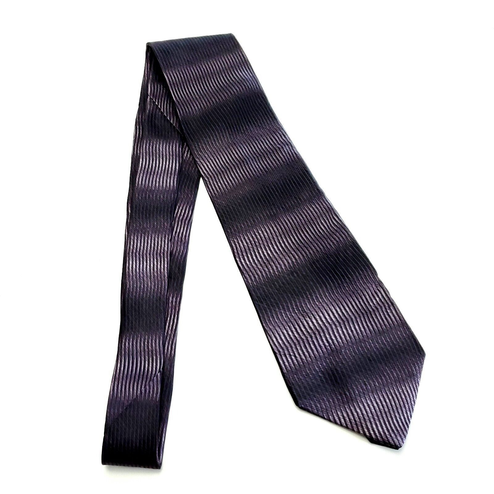 Designer Milano Uomo Purple Woven Wavy Striped Silk Tie Size ONE SIZE - 6 Thumbnail