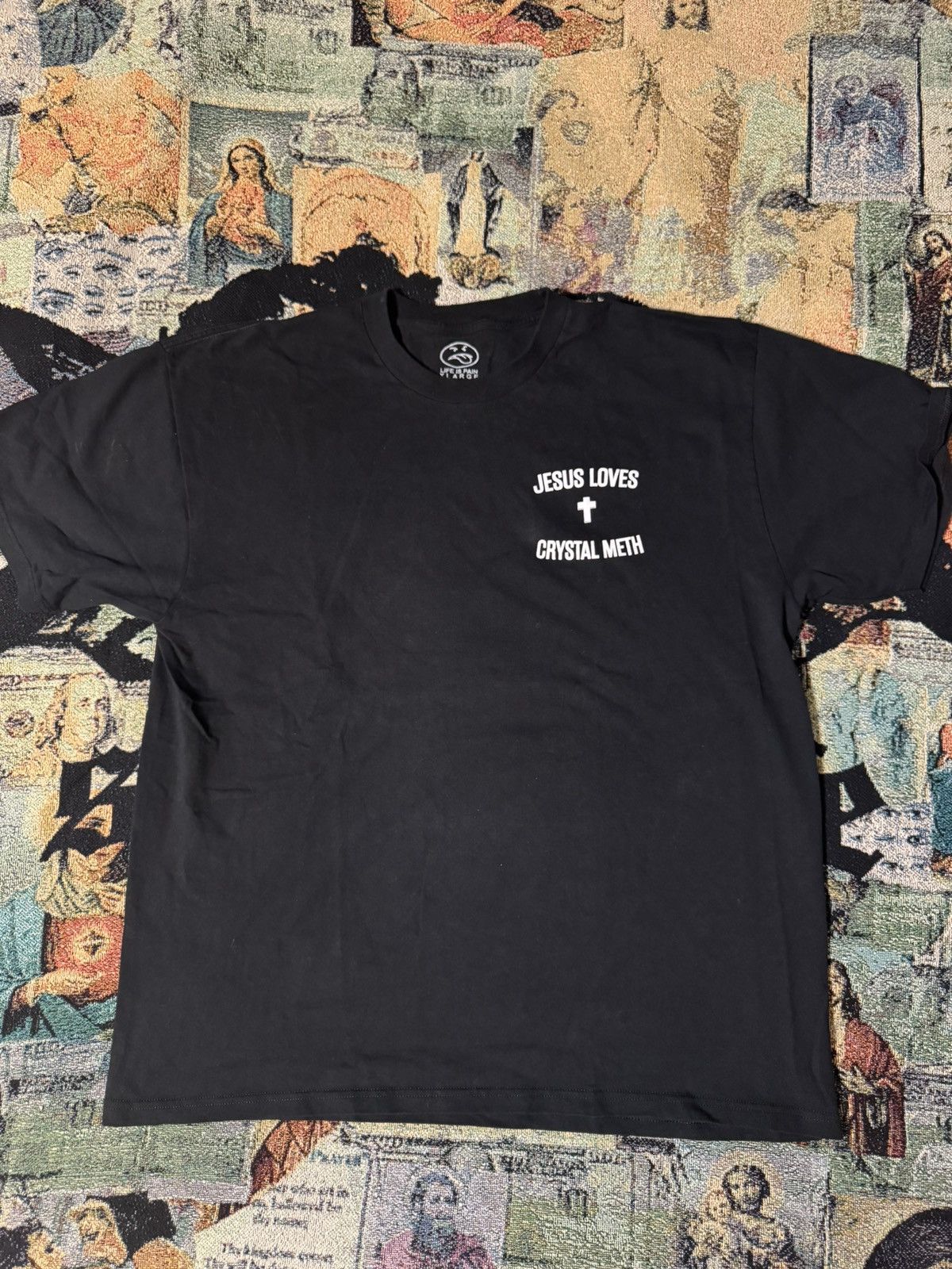 Fuck The Population × G59 Records Life Is Pain Jesus Loves Crystal Meth T-shirt Size US XL / EU 56 / 4 - 1 Thumbnail