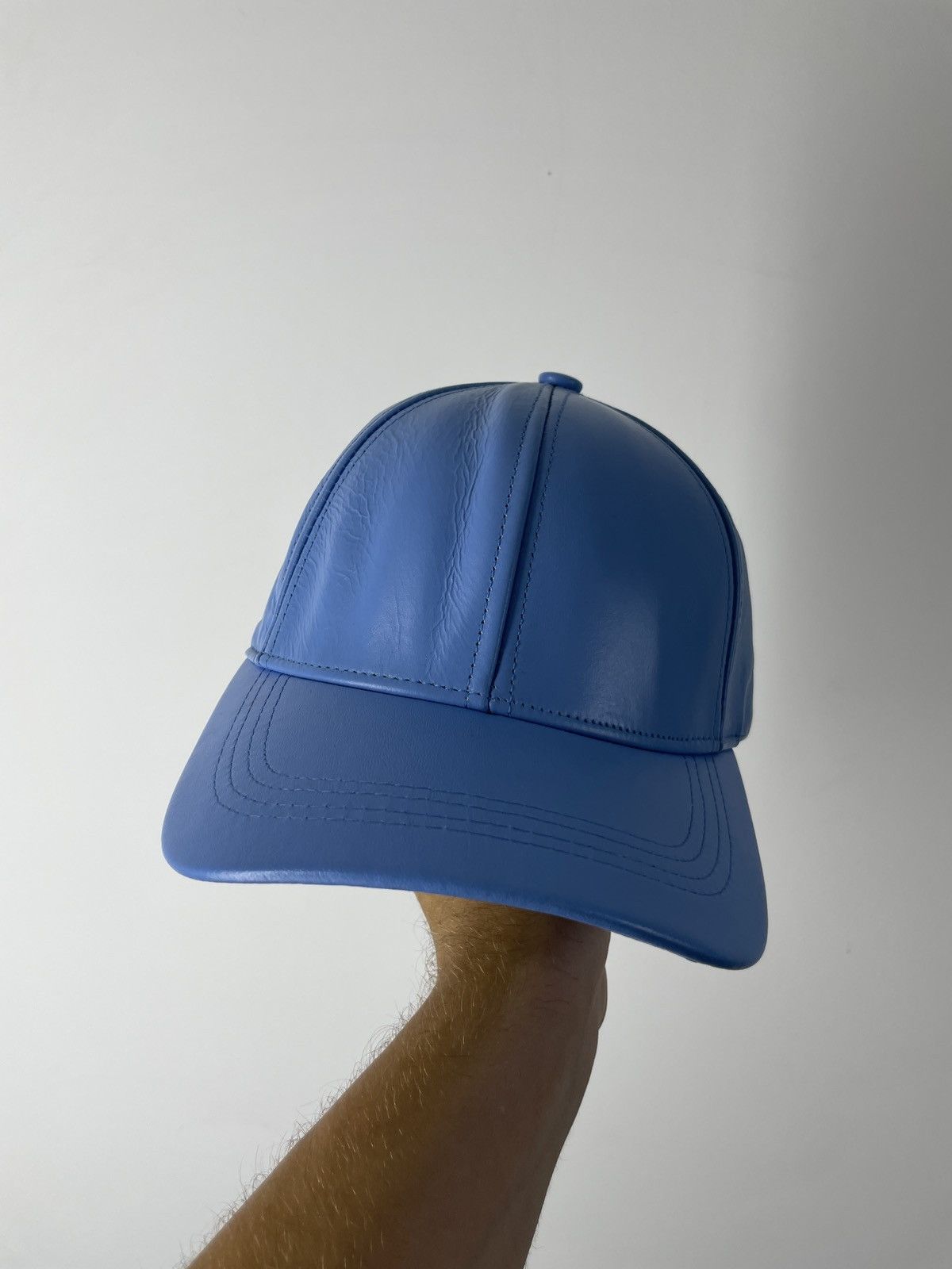 Genuine Leather Genuine Leather Vintage leather cap blue Size ONE SIZE - 2 Thumbnail