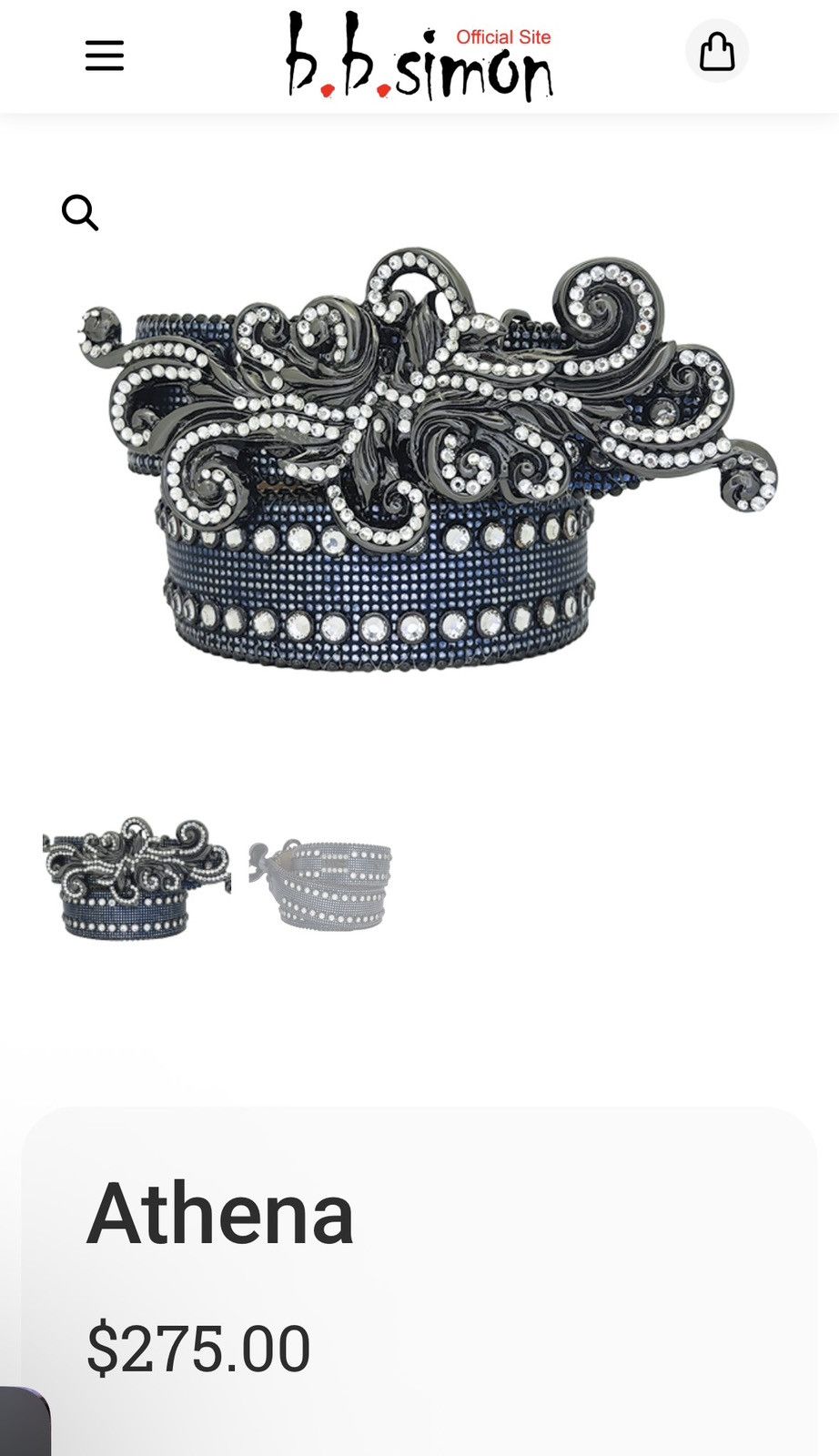 B.B. Simon Blue Anthena BB simon belt Size 34 - 6 Thumbnail