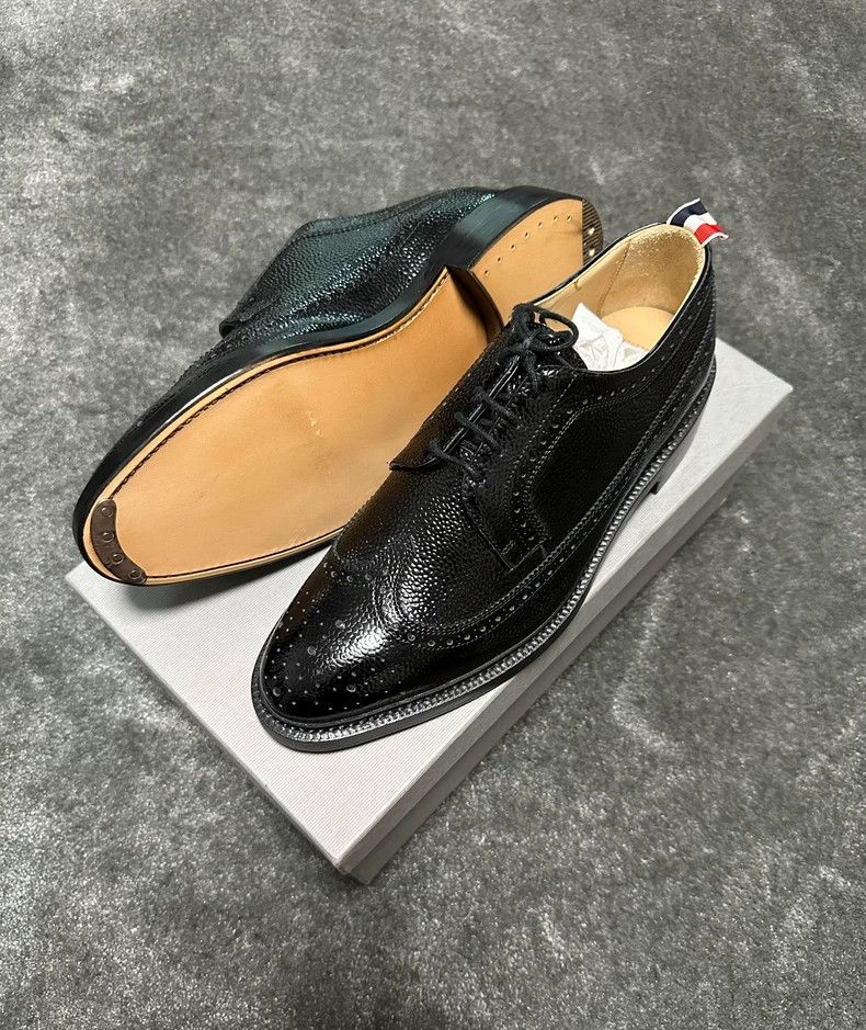 Thom Browne Thom Browne Bright leather black carved leather shoes Size US 9 / EU 42 - 1 Thumbnail