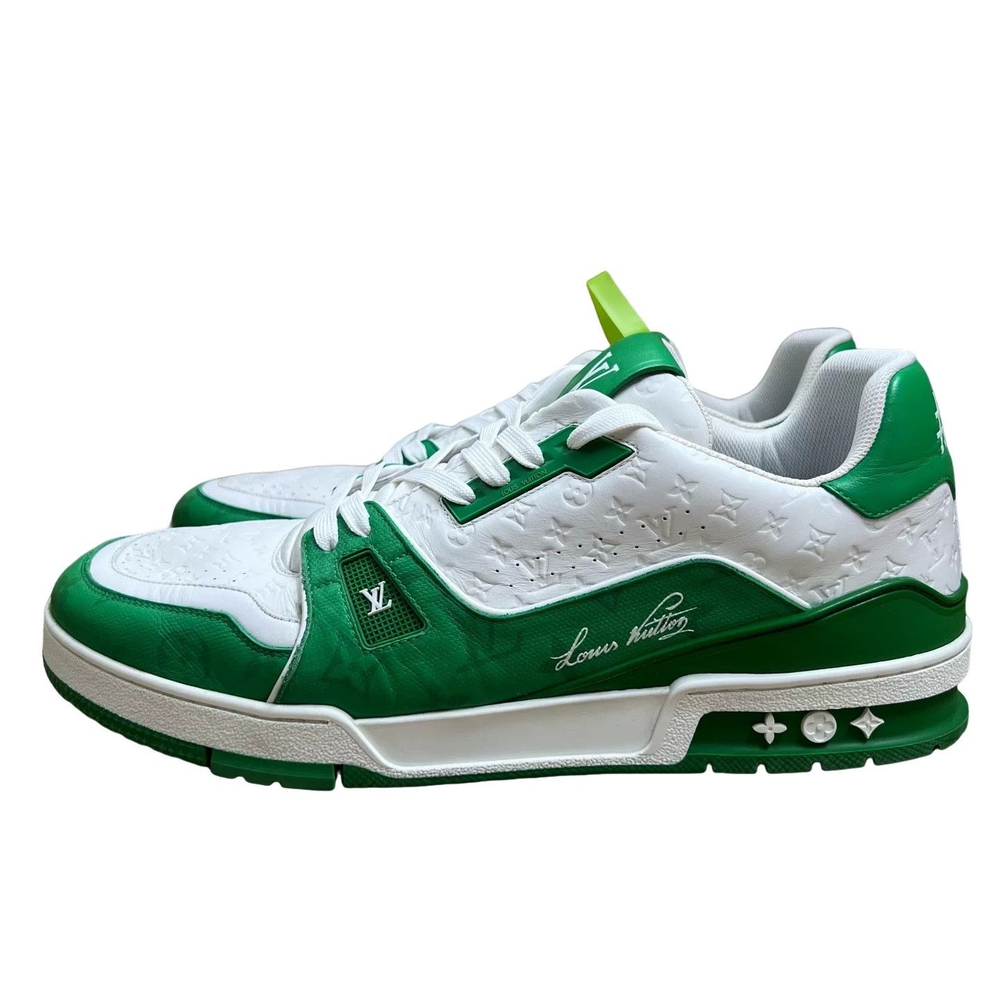 Louis Vuitton Louis Vuitton Monogram Trainer Sneakers White Green Size 13 Size US 13 / EU 46 - 1 Thumbnail