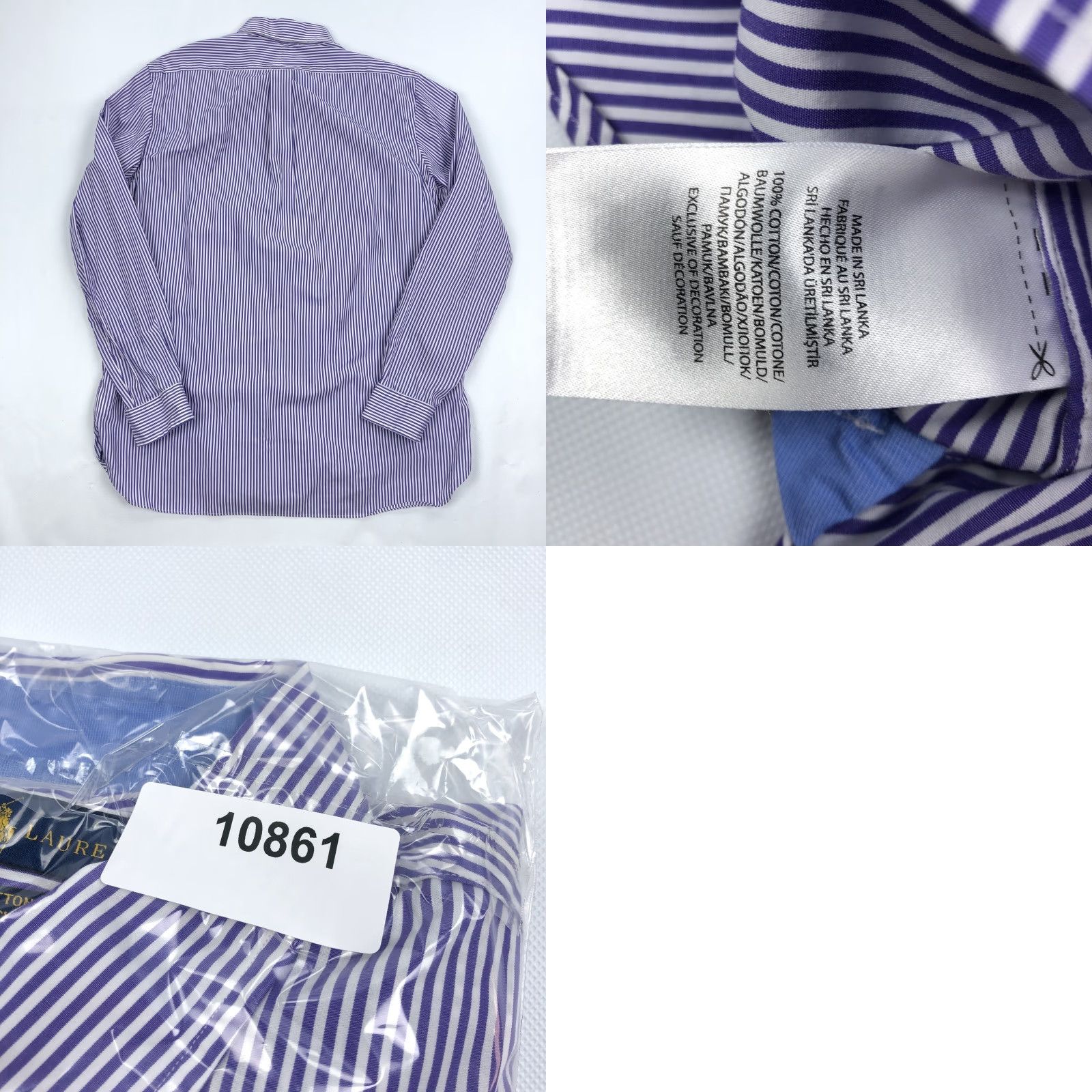 Ralph Lauren Ralph Lauren Shirt Button-Down Stripe Long Sleeve Purple White 100 Cotton L Womens? Mens? (adapt) Size US L / EU 52-54 / 3 - 8 Thumbnail