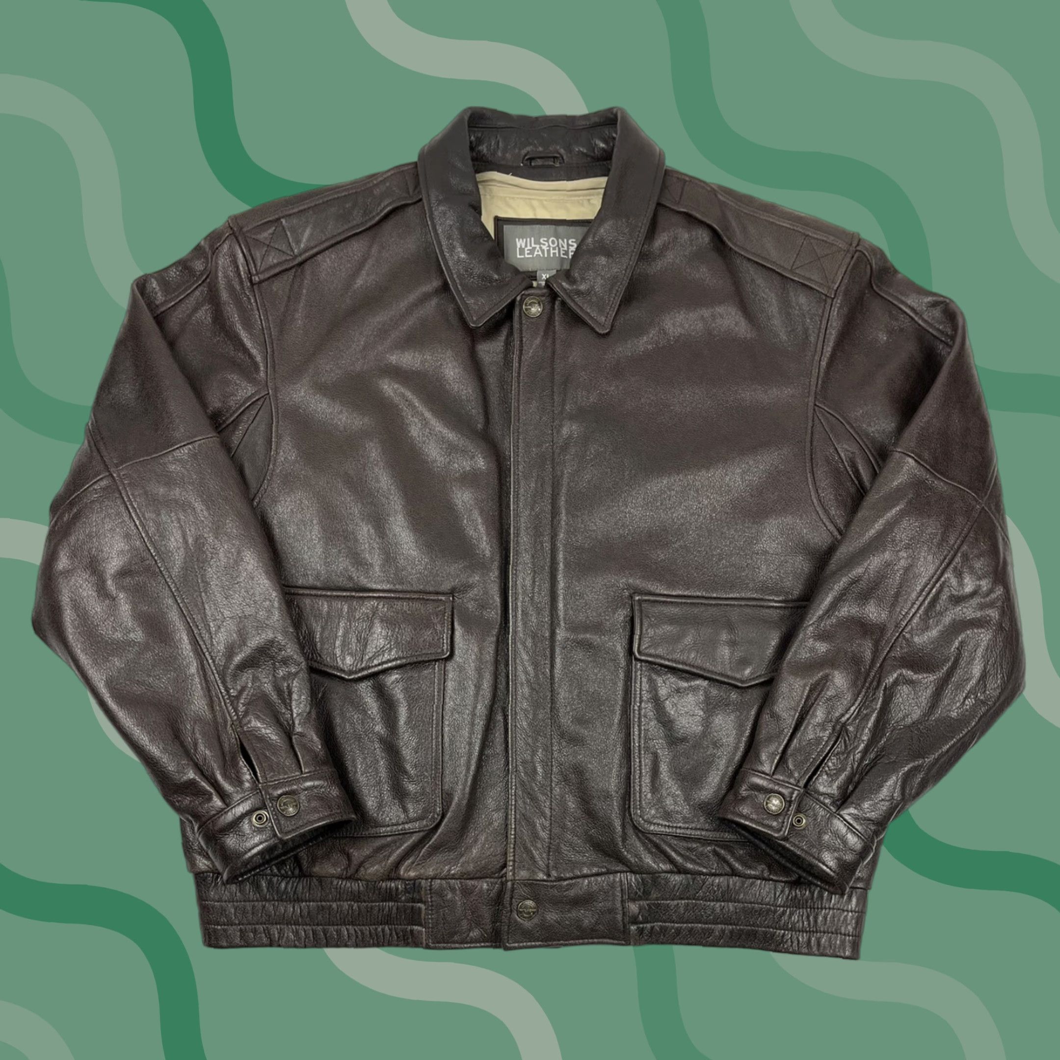 Vintage VINTAGE Wilsons Leather Mens Bomber Jacket Black XL USA Flag Size US XL / EU 56 / 4 - 1 Thumbnail