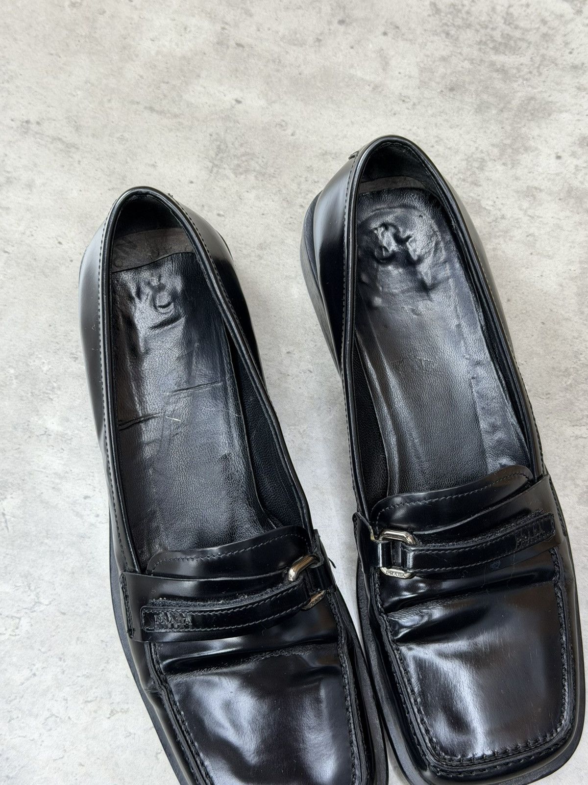 Prada Prada Black Leather Square Toe Loafers Women’s Size 37 Size US 7 / IT 37 - 8 Thumbnail