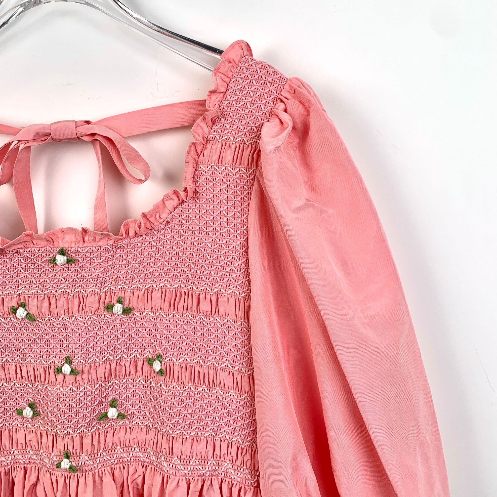 Miu Miu [Miu Miu] H11413 Pink Lace Backless Puff Sleeve Dress 42 EU Size M / US 6-8 / IT 42-44 - 15 Thumbnail
