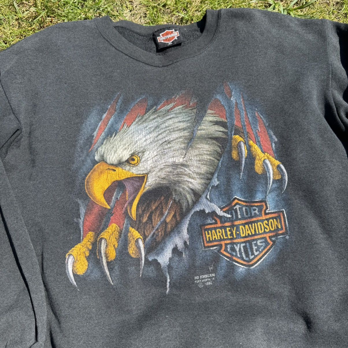 Harley Davidson Vintage 1990 3d Emblem Harley Davidson eagle crewneck Size US XL / EU 56 / 4 - 2 Thumbnail