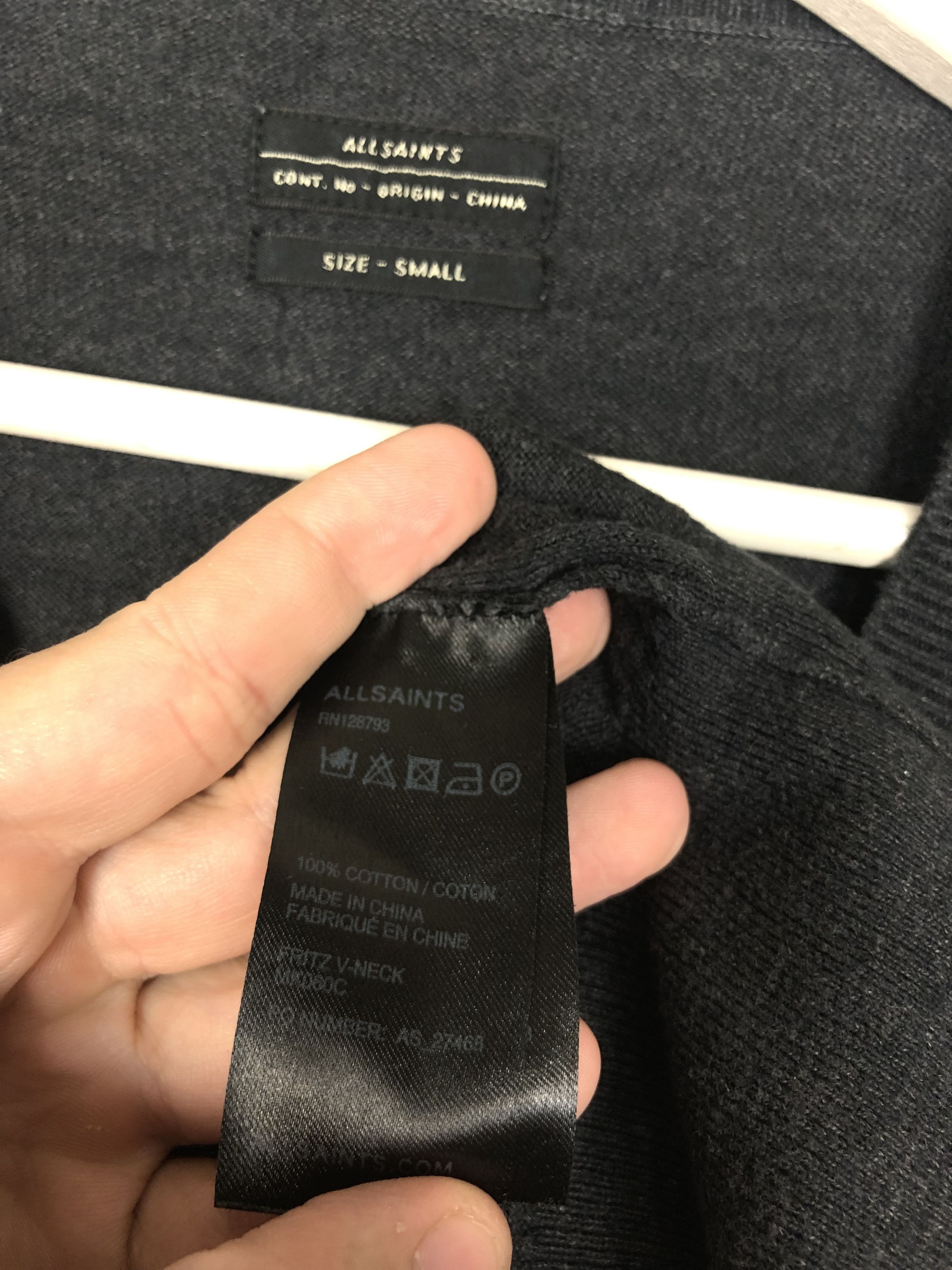 Allsaints Allsaints Fritz V-Neck Sweater Pullover Gray size S Size US S / EU 44-46 / 1 - 8 Thumbnail