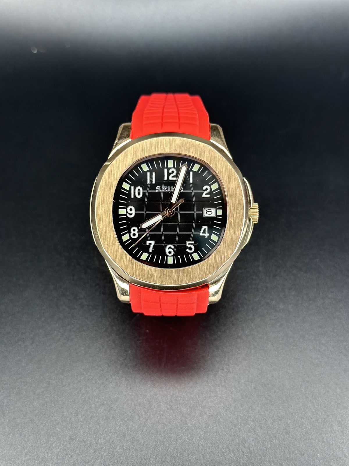 Seiko Custom 42mm Seiko Watch, Rose Gold Case and black dial, Size ONE SIZE - 1 Thumbnail
