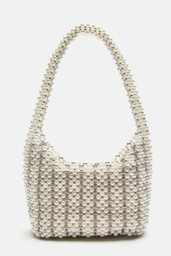image of Zara Pearl Bucket Bag in White, Women's