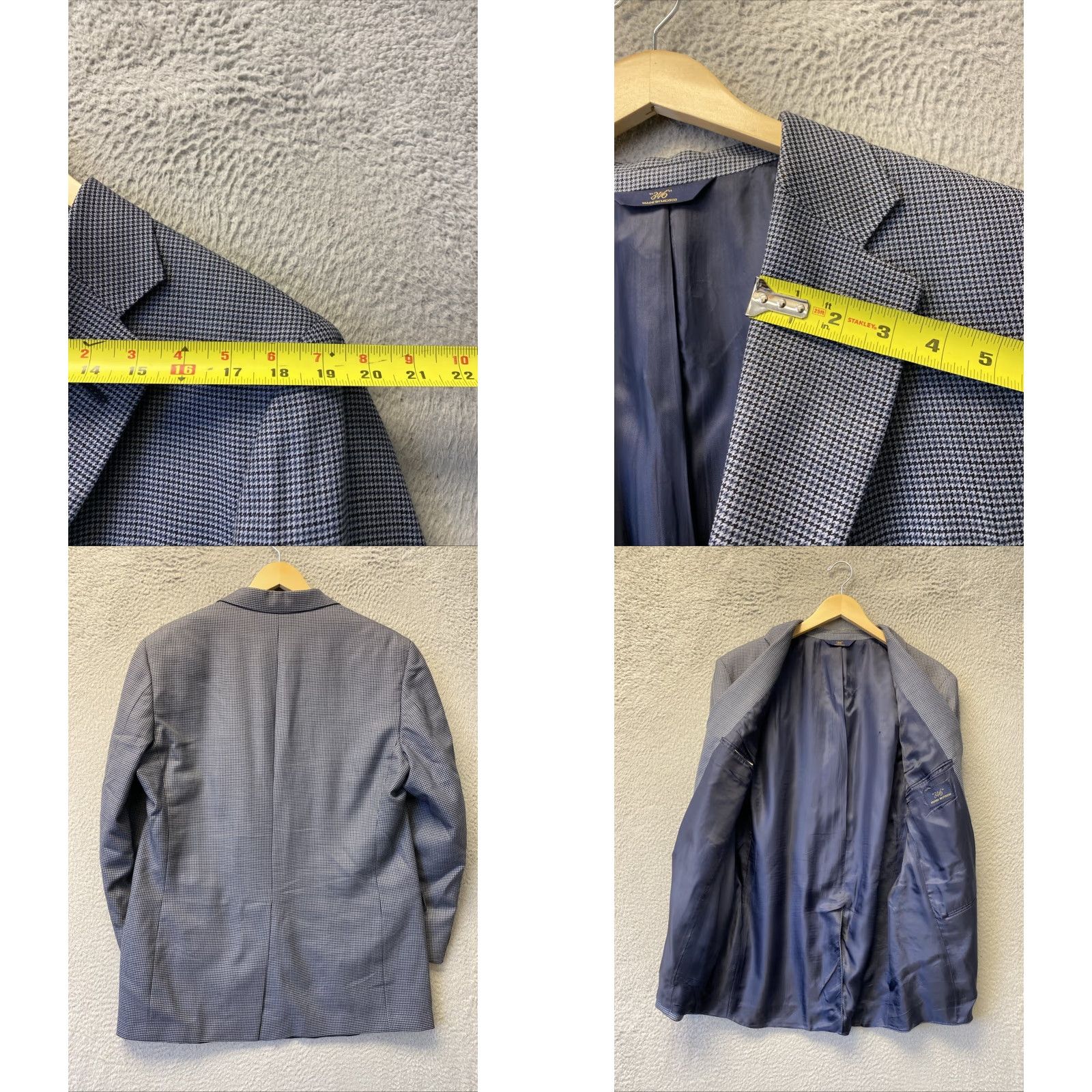Brooks Brothers BROOKS BROTHERS Blue Houndstooth Wool Tuxedo Suit Jacket Size 42R - Formal Mens Size 42R - 8 Thumbnail