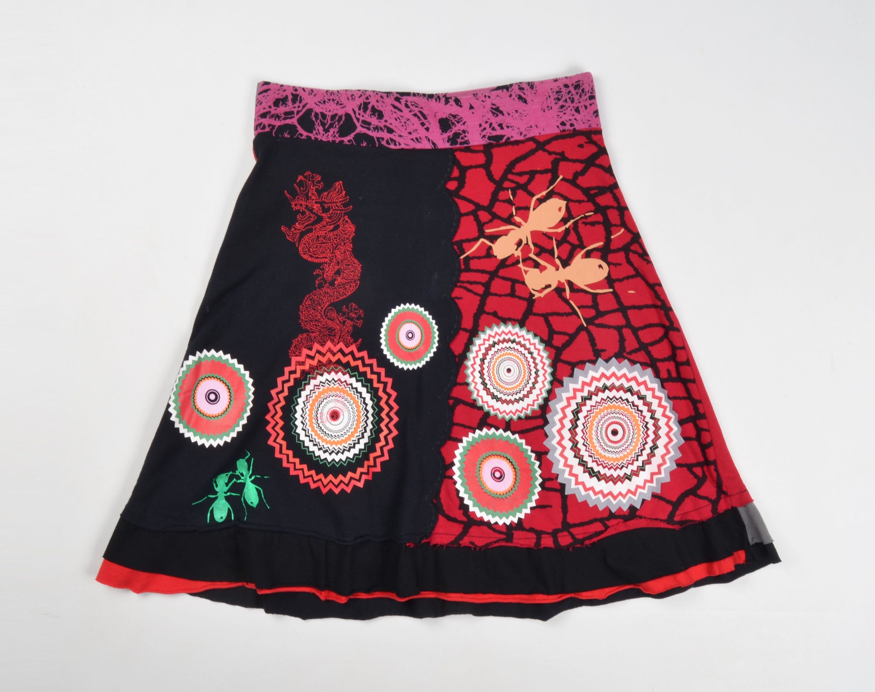 Desigual Desigual Y2K Graphic Print Grunge Dragon A-Line Skirt Size 32" / US 10 / IT 46 - 4 Thumbnail