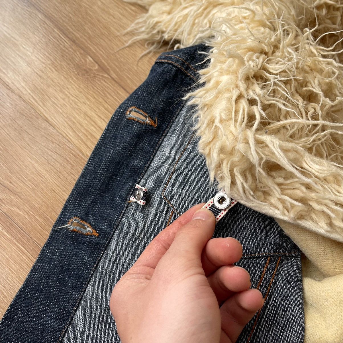 If Six Was Nine Vintage Japanese Faux Fur Denim Jacket LGB Style Size US M / EU 48-50 / 2 - 9 Thumbnail