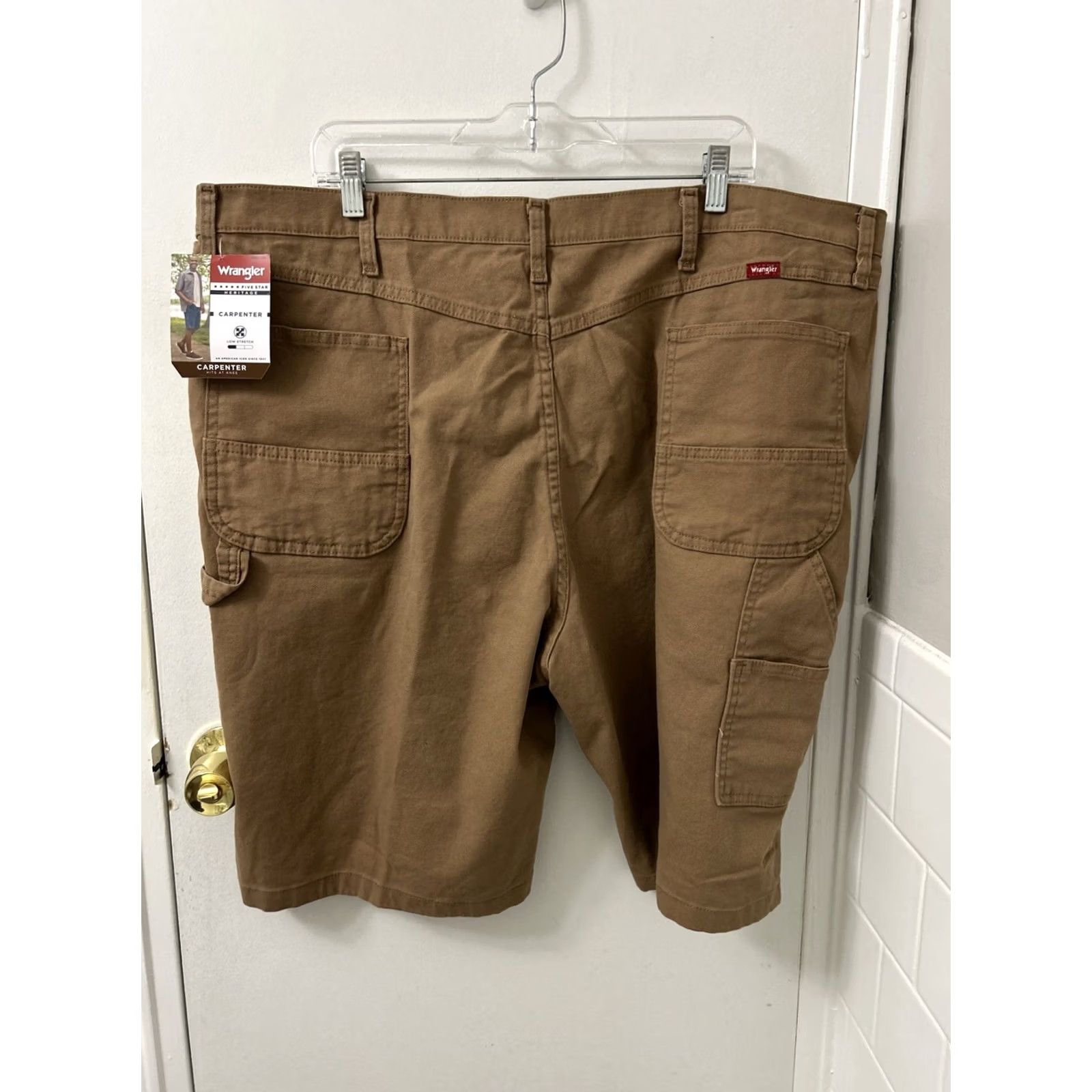 Wrangler Wrangler Carpenter Shorts Mens 46 Brown YKK Five Star 5 Pockets 11” Inseam Summer Workwear Outdoor Stretch Casual Cotton Belt Loop Denim Short Size US 30 / EU 46 - 7 Thumbnail