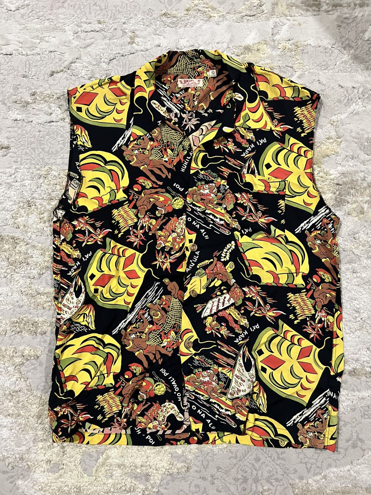 Sun Surf Vintage 1940s "Kamehameha" Tea-Timer Rayon Hawaiian Shirt Size US L / EU 52-54 / 3 - 2 Thumbnail