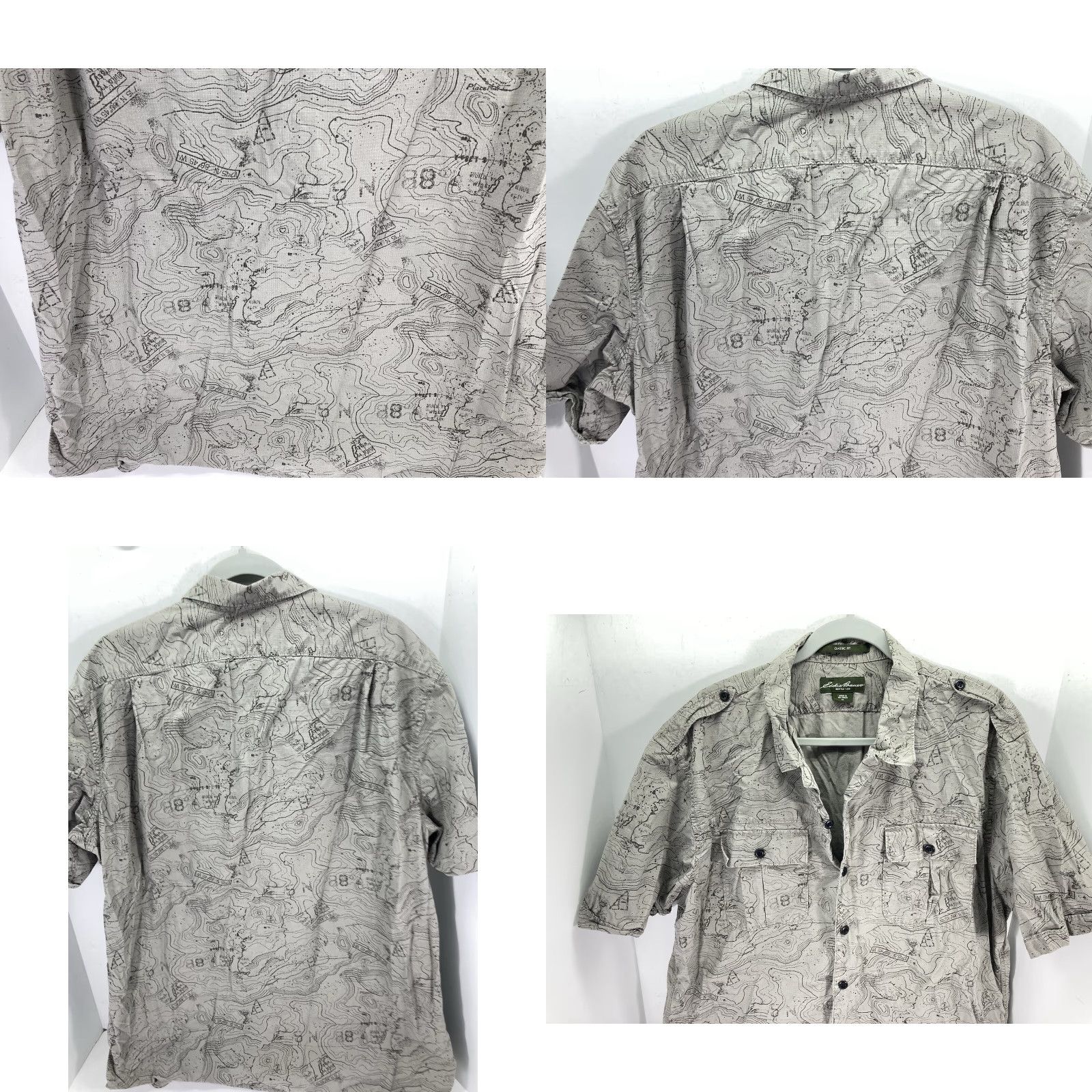 Eddie Bauer Eddie Bauer Camp Shirt Men XL Gray Rip Stop Canvas AOP Terrain Map Short Sleeve Button-Up Neck Collared Shirt Size US XL / EU 56 / 4 - 8 Thumbnail