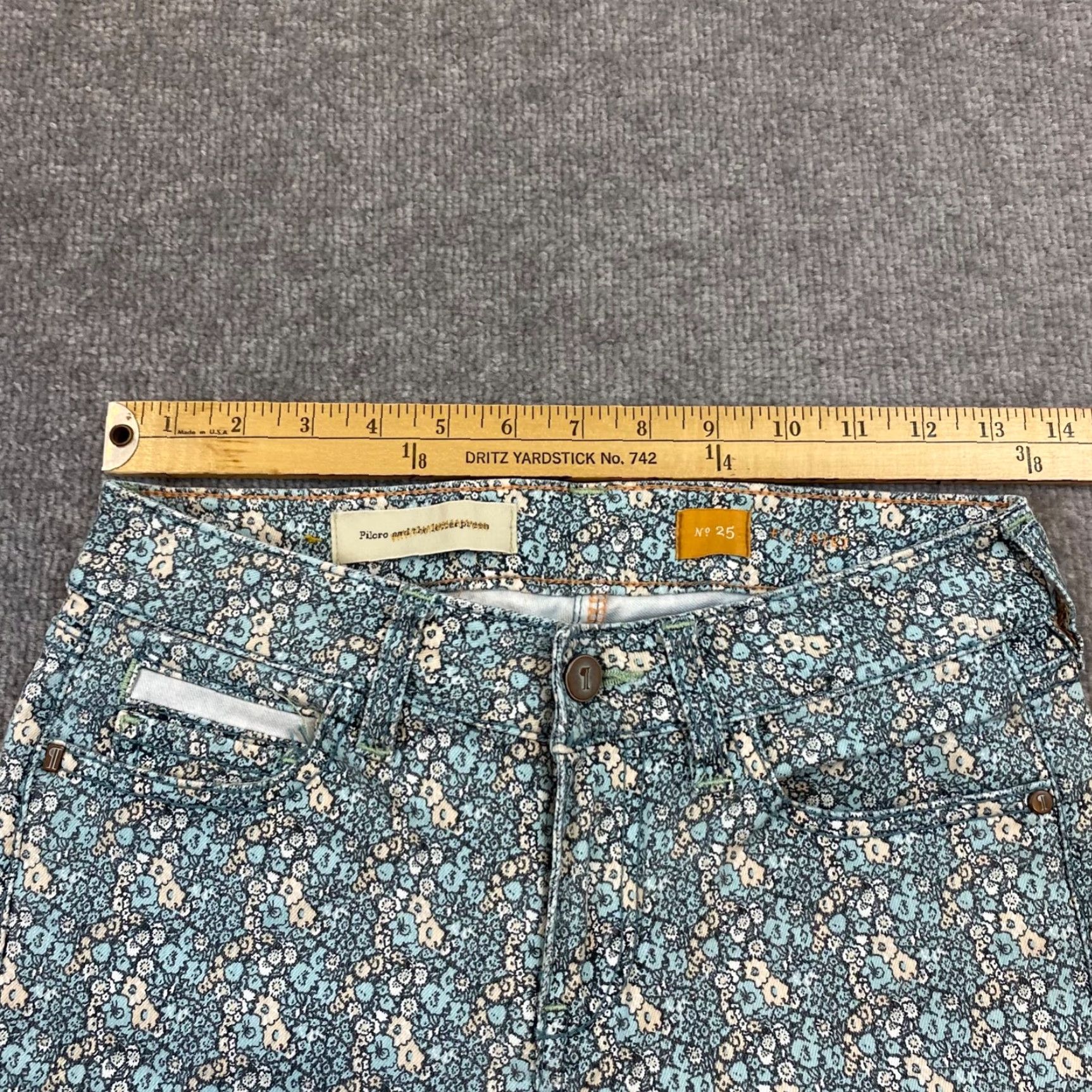 Vintage VINTAGE Pilcro Skinny Jeans Women’s 25x25 Floral Cotton Spandex Crop Slim Blue | 2000s Fall Summer Fashion Size 42" / US 20 - 4 Thumbnail