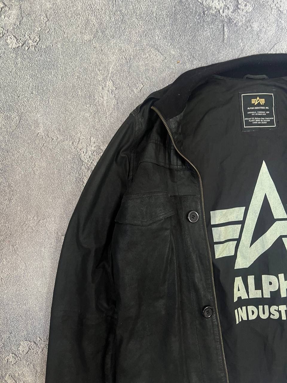 Alpha Industries Vintage 90s Alpha Industries Leather Jacket Flight US L Size US L / EU 52-54 / 3 - 5 Thumbnail