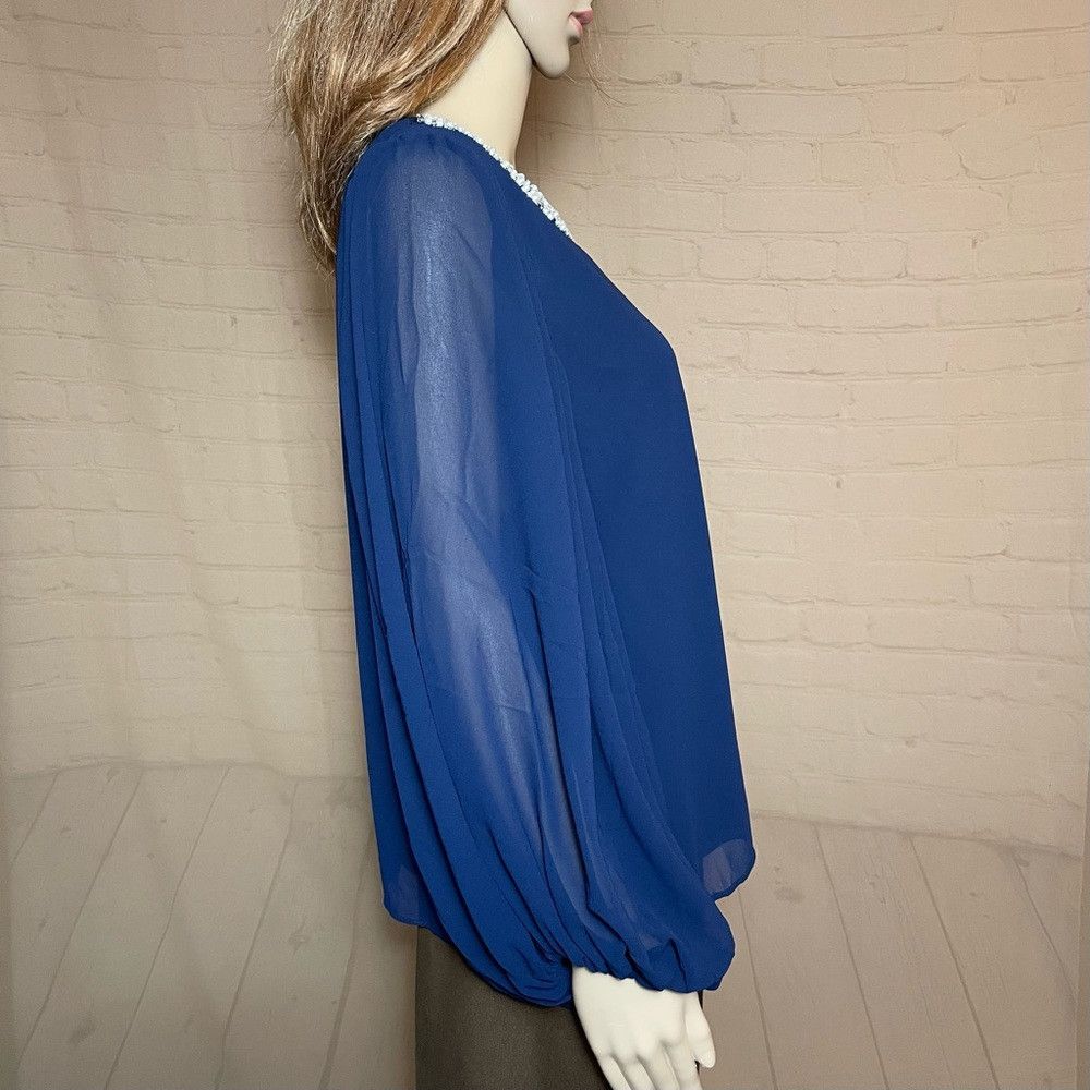 Vince Camuto NWT New Vince Camuto Blue Chiffon Balloon Sleeve Beaded Blo Size M / US 6-8 / IT 42-44 - 9 Thumbnail