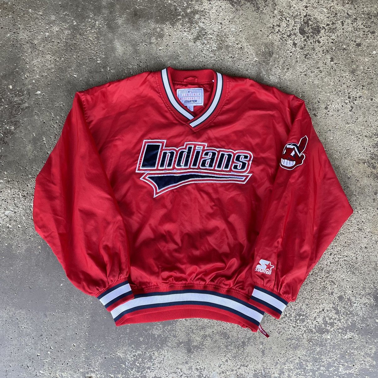 vintage-vintage-90s-cleveland-indians-starter-pullover-jacket-grailed