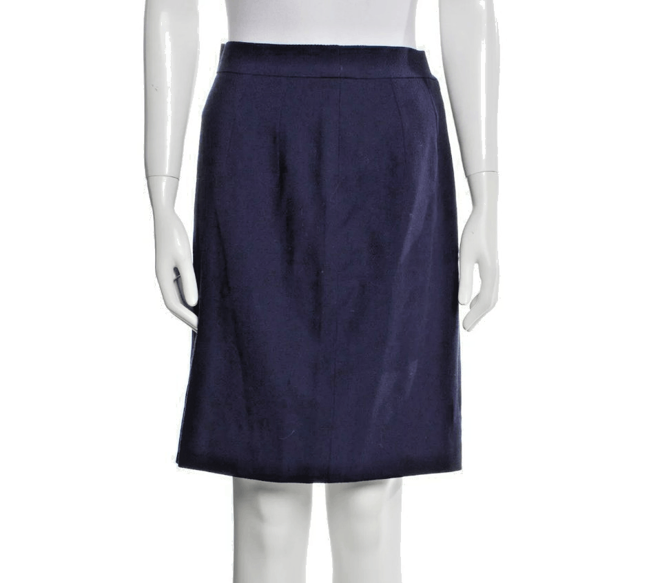 Celine Celine Wool Skirt US 10 Blue Zip Closure Slim Fit Designer Size 32" / US 10 / IT 46 - 1 Thumbnail