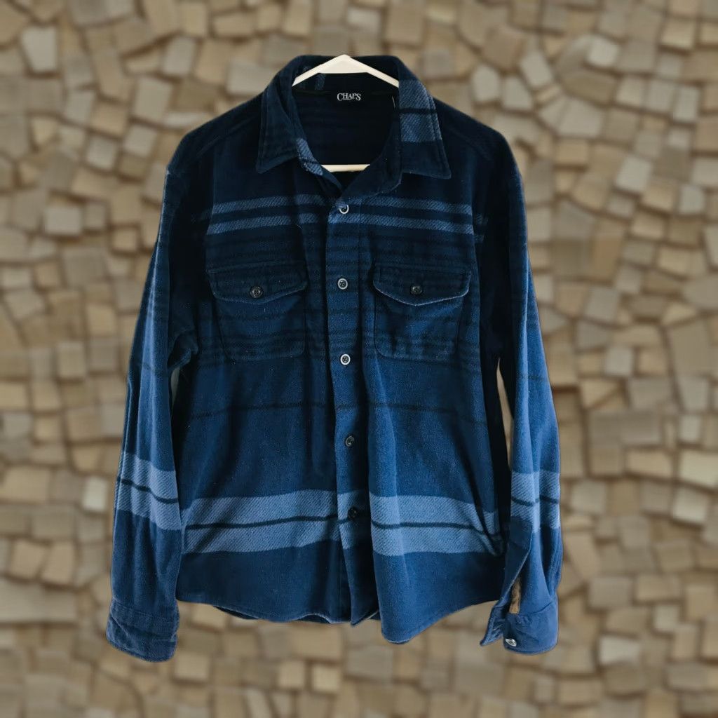 Chaps Chaps Shirt Mens Medium Blue Fleece Button Up with Pockets Shirt Size US M / EU 48-50 / 2 - 1 Thumbnail