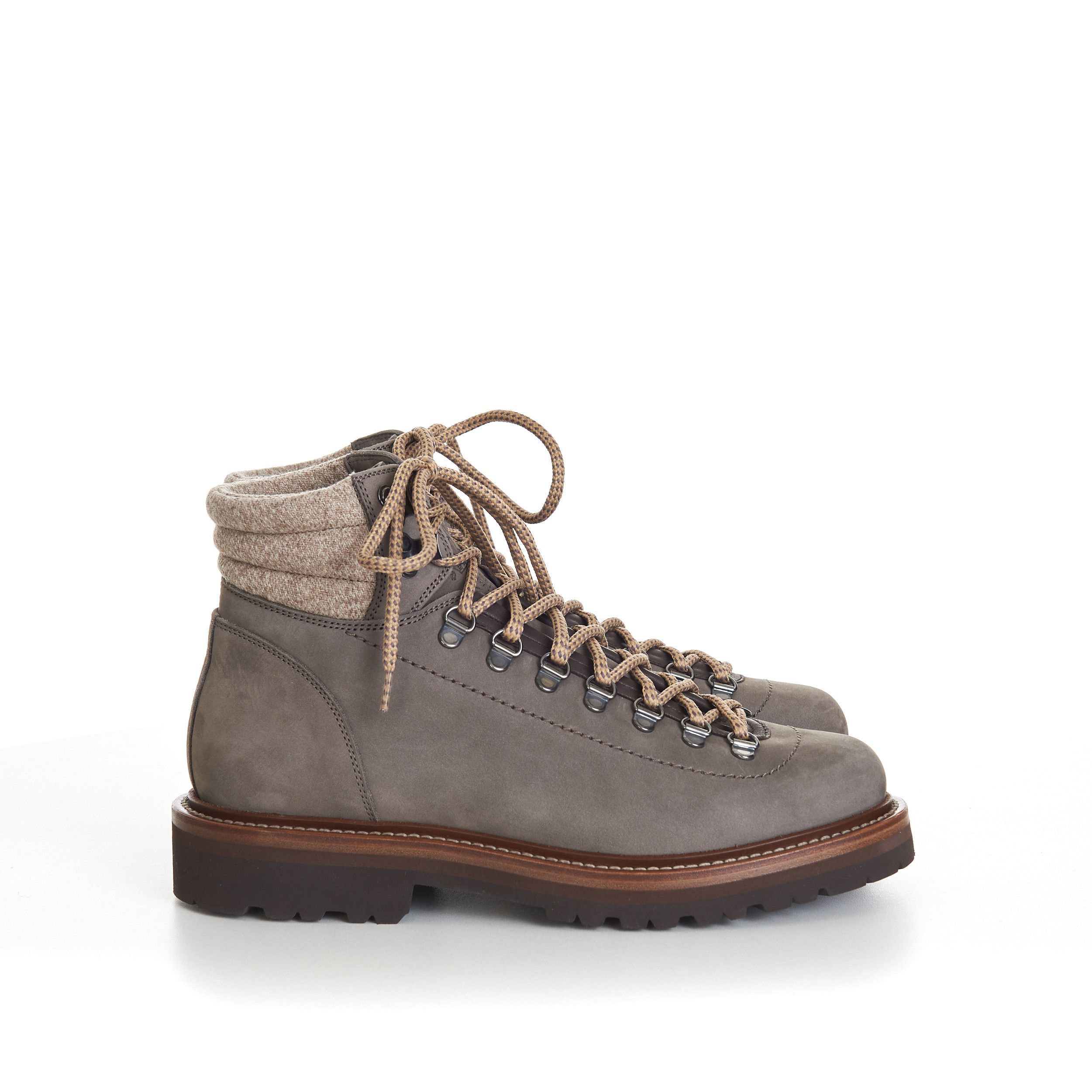 Brunello Cucinelli Nubuck Mountain-Style Boots With Wool Diagonal Insert Size US 7 / EU 40 - 8 Thumbnail