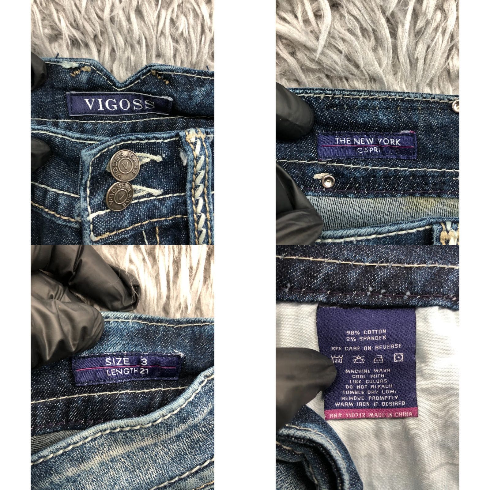 Vintage VIGOSS New York Capri Jeans Juniors Size 3 Low Rise Medium Wash Blue Denim Capri Jeans Womens Girls Size 26" / US 2 / IT 38 - 9 Thumbnail