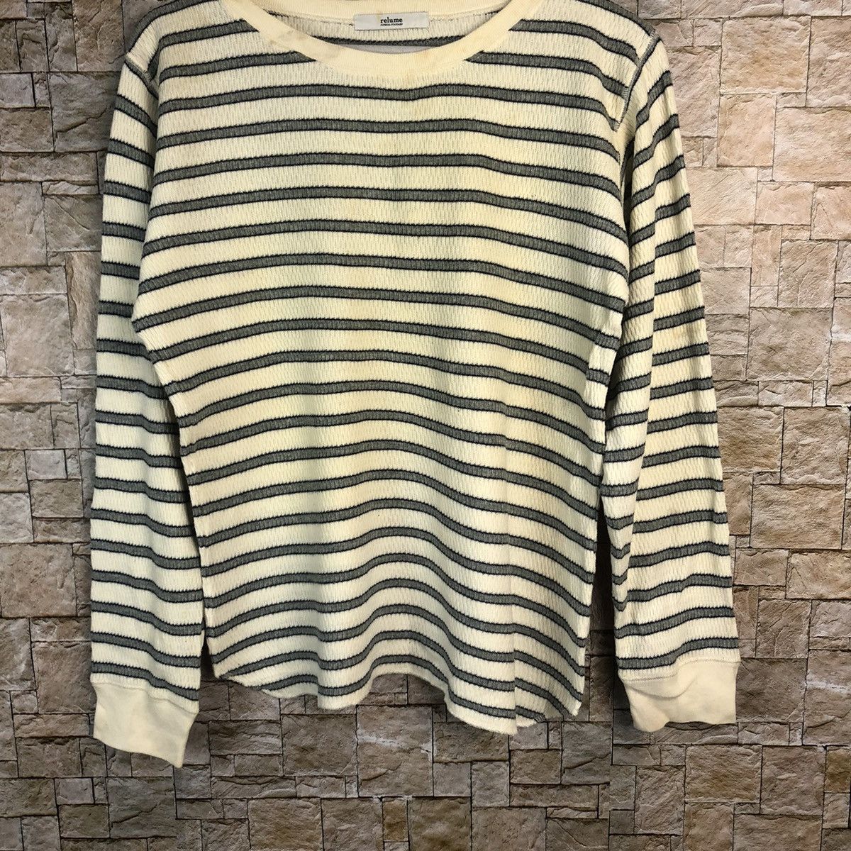 Homespun Knitwear × Japanese Brand × OVER THE STRiPES Relume black White Stripe Knitwear like kurt cobain #A931 Size US M / EU 48-50 / 2 - 3 Thumbnail
