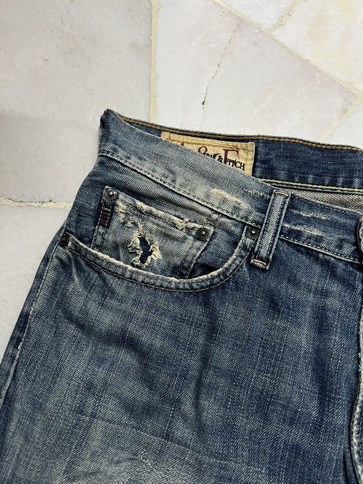Japanese Brand 💥Flare💥Vintage Abercrombie & Fitch Distress Ripped Jean Size US 32 / EU 48 - 8 Thumbnail