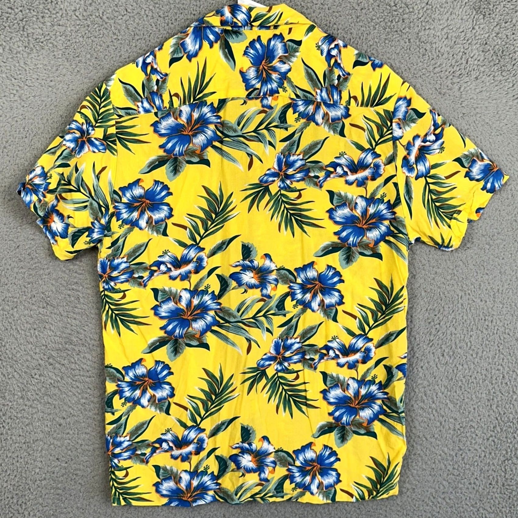 Denime Denim Flower Shirt Mens Medium Yellow Blue Floral Button Up Short Sleeve Size US M / EU 48-50 / 2 - 2 Thumbnail