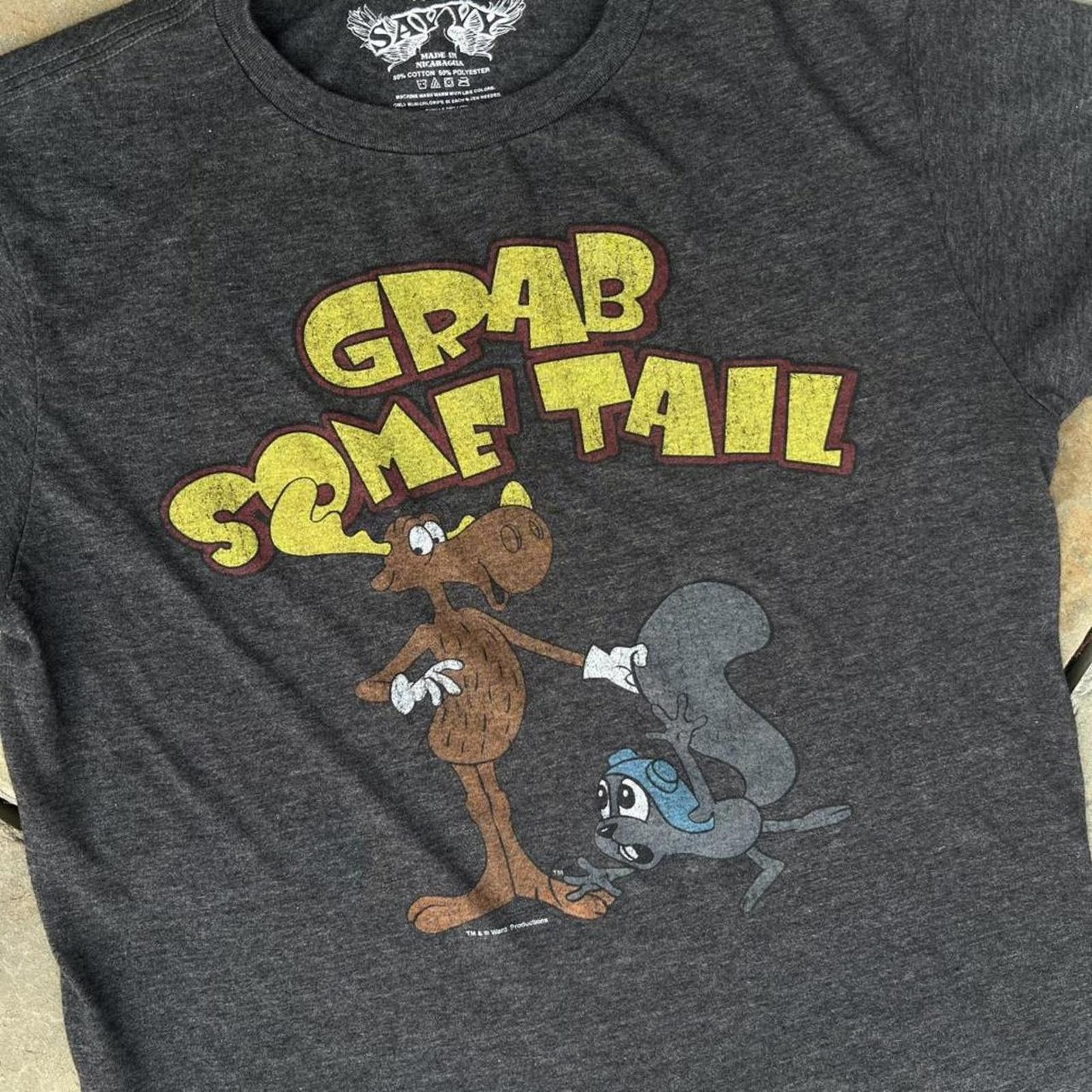 Other Dark Grey Grab Some Tail Rocky and Bullwinkle T-Shirt Size US S / EU 44-46 / 1 - 2 Thumbnail