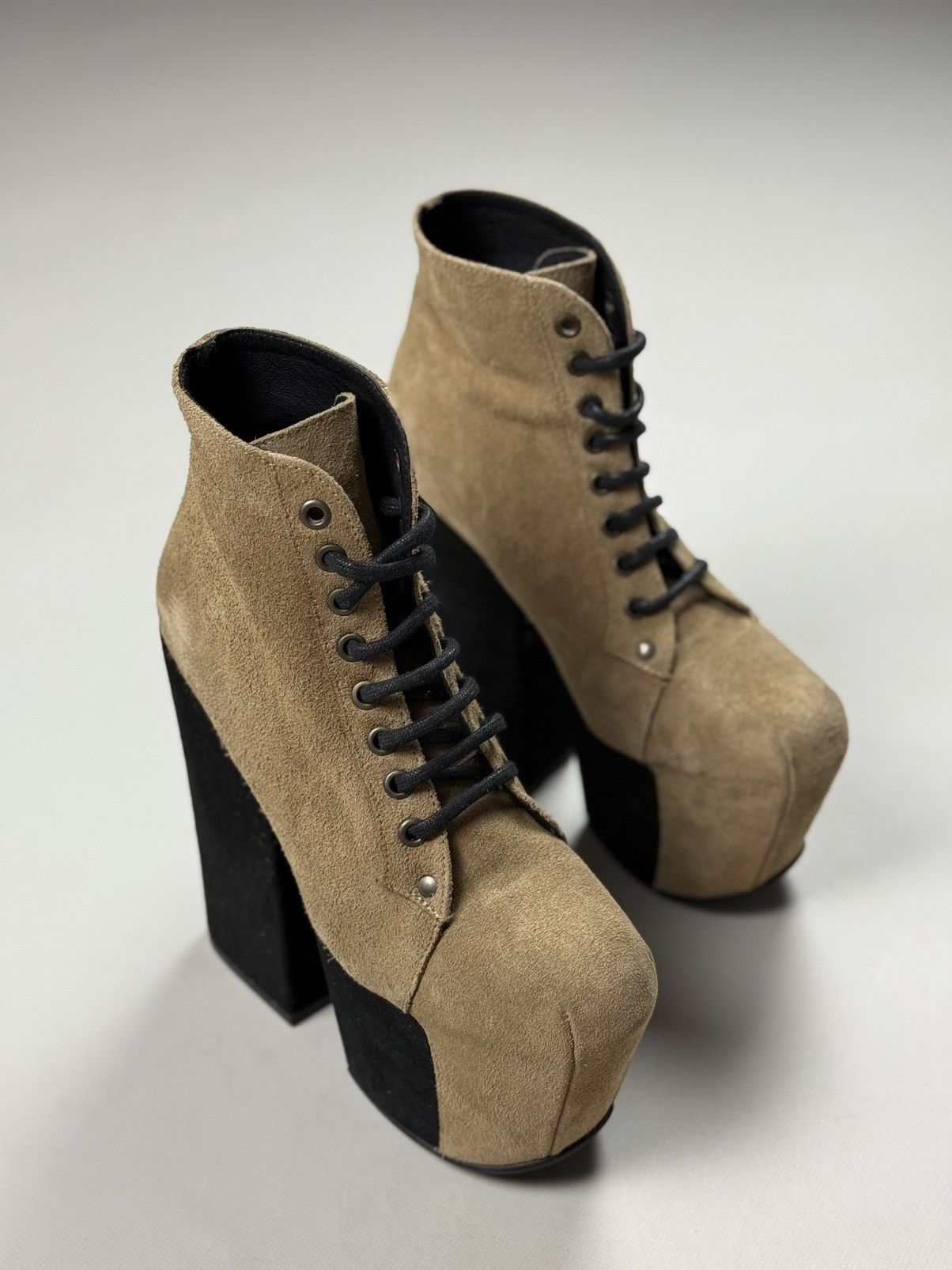 Jeffrey Campbell Avant-Garde Suede Block Heeled Platform Boots Shoes Size US 7 / IT 37 - 1 Thumbnail
