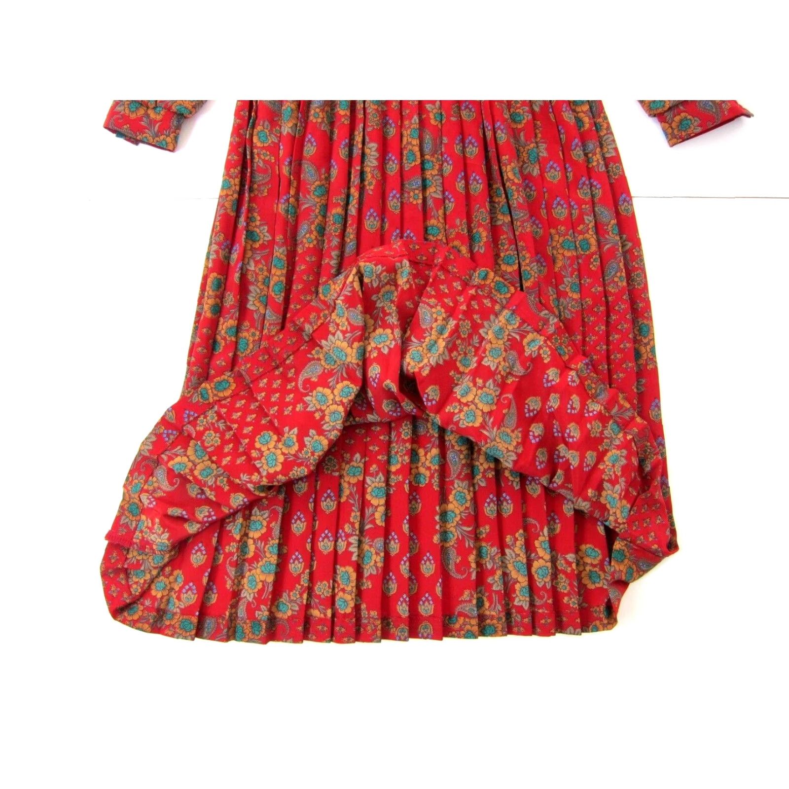 Vintage VINTAGE Lady Carol Shirt Dress S-M Women Floral Collared Long Sleeve Red Brown Green Outfit Size S / US 4 / IT 40 - 7 Thumbnail
