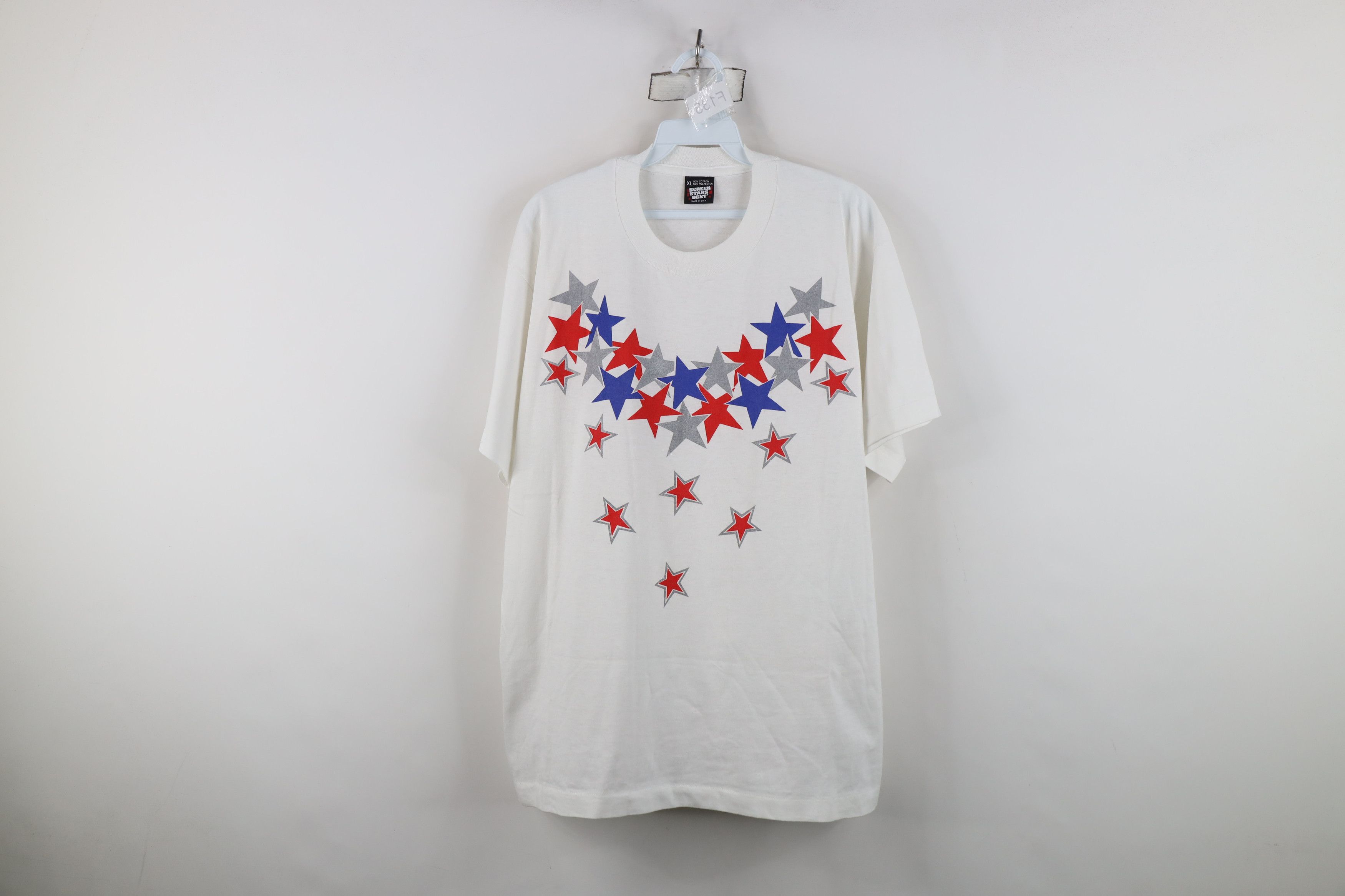 Vintage Vintage 90s Streetwear Stars Short Sleeve T-Shirt White USA Size US XL / EU 56 / 4 - 1 Thumbnail